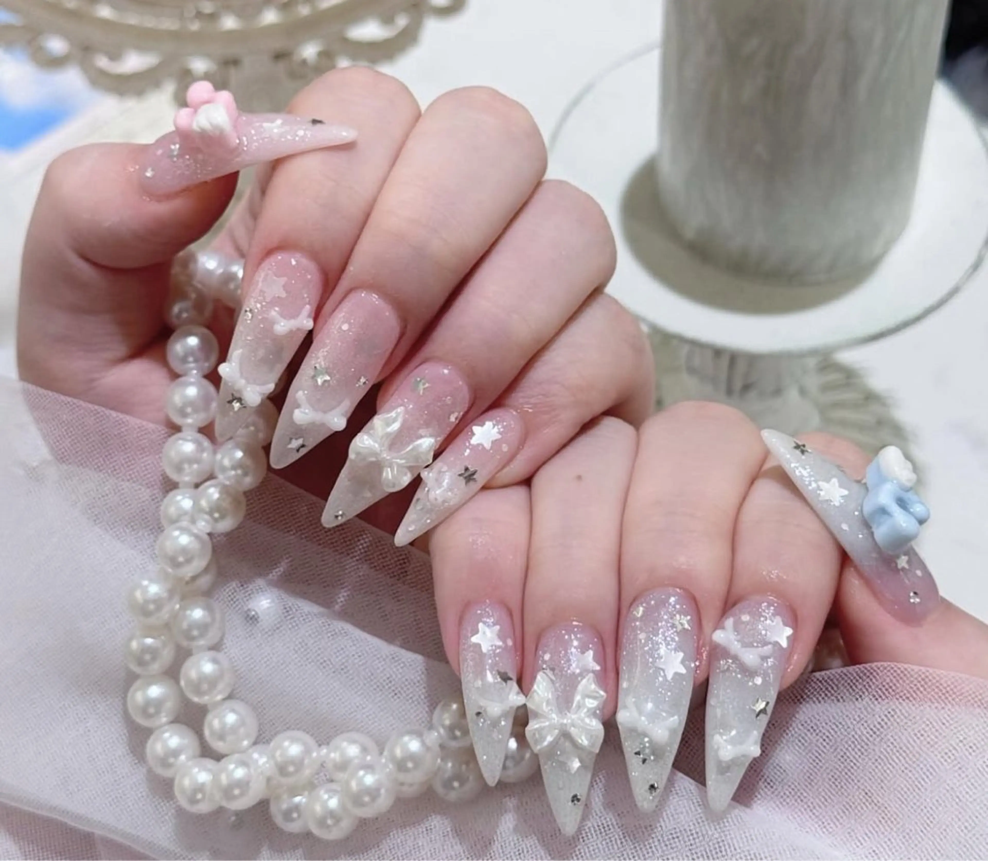 ネイル アートネイル フラワーネイル フレンチネイル ジェルネイル グラデーション ハンドネイル Ryu Nail NekoChanのネイルデザイン