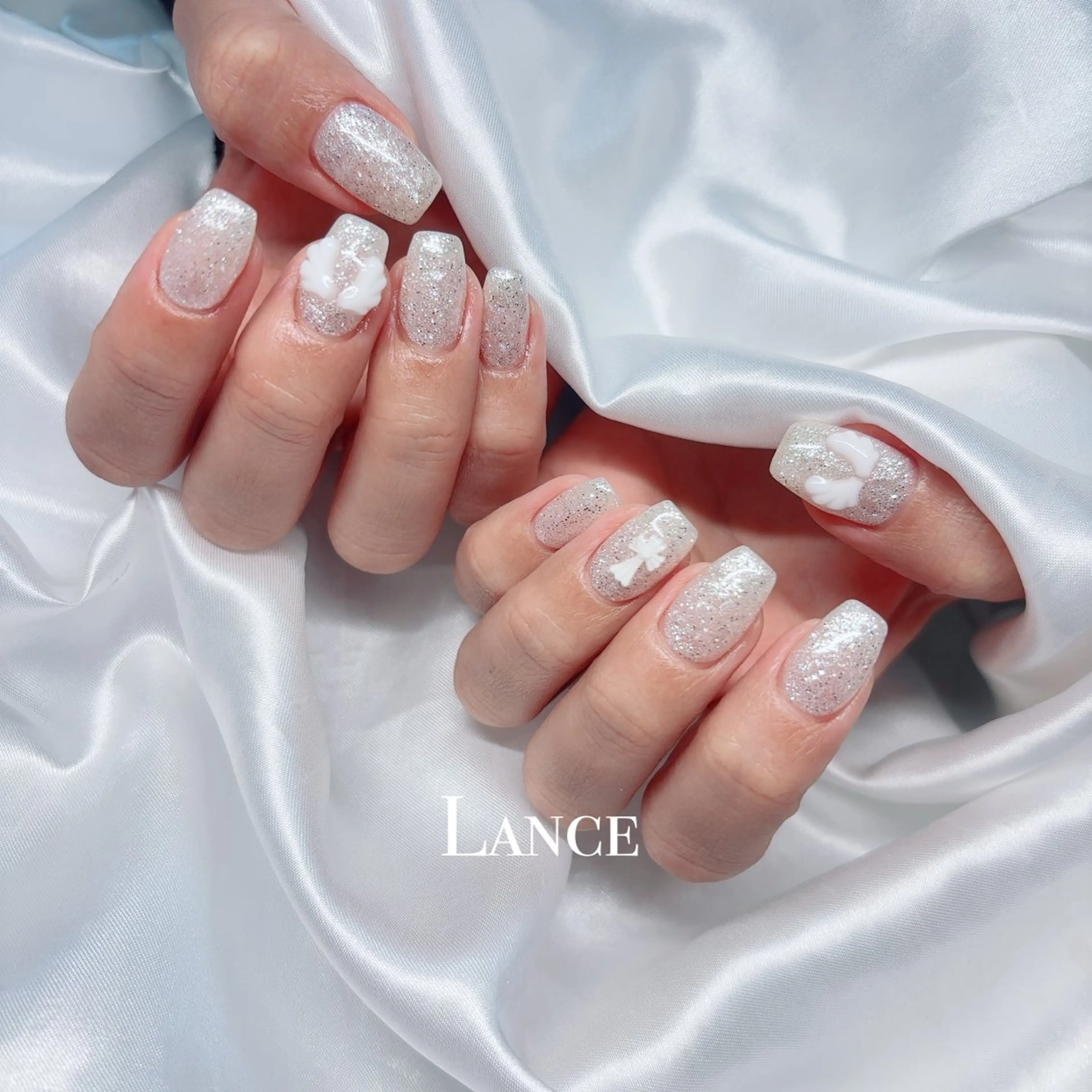 ネイル フレンチネイル キラキラネイル 韓国ネイル ワンカラーネイル ワンホンネイル Lance nailのネイルデザイン