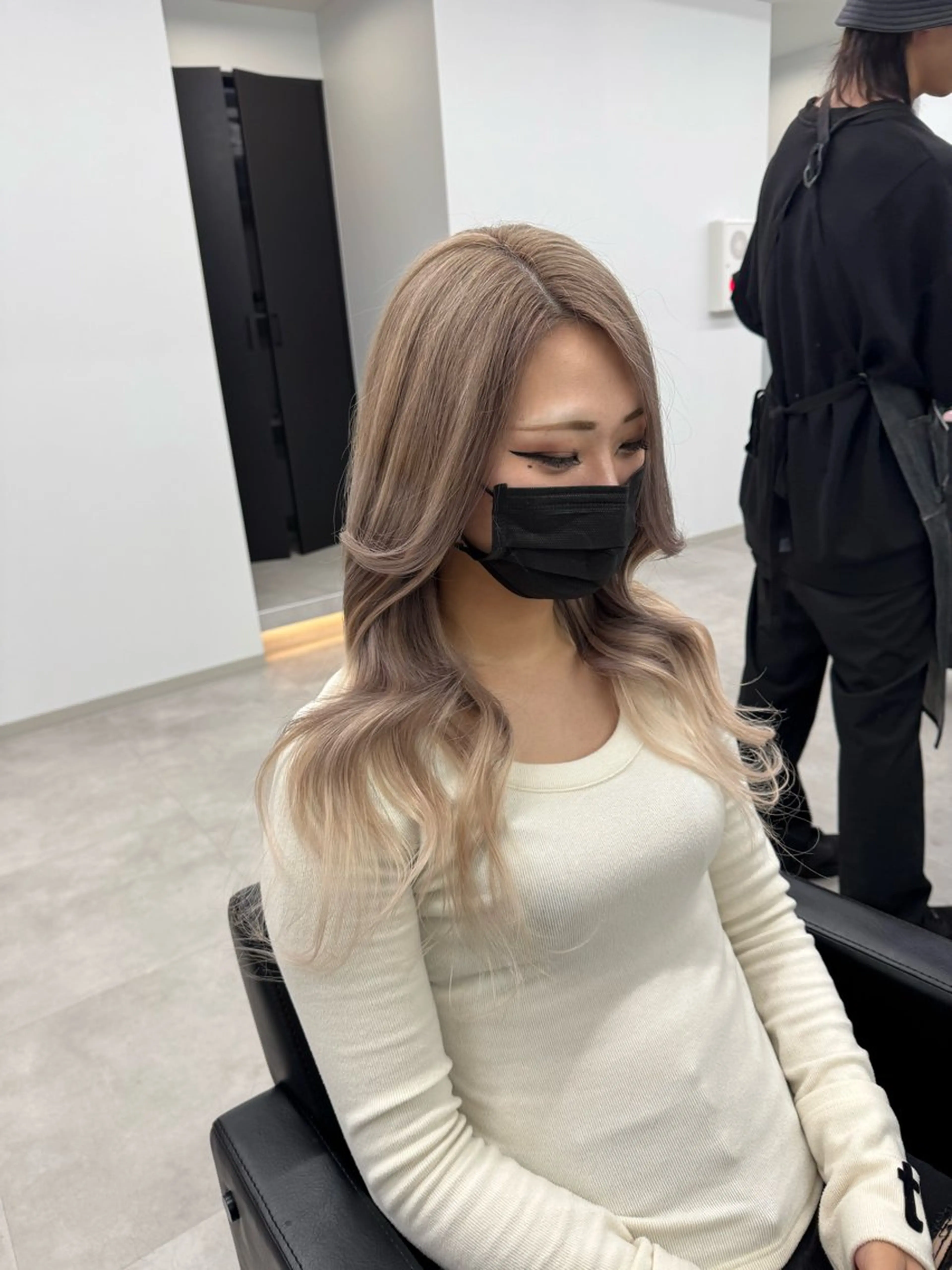 ロング カラー ブリーチ グレージュ エクステ ヘアカラー エクステ ハイトーン/エクステ /韓国ヘアKENTAのヘアスタイル