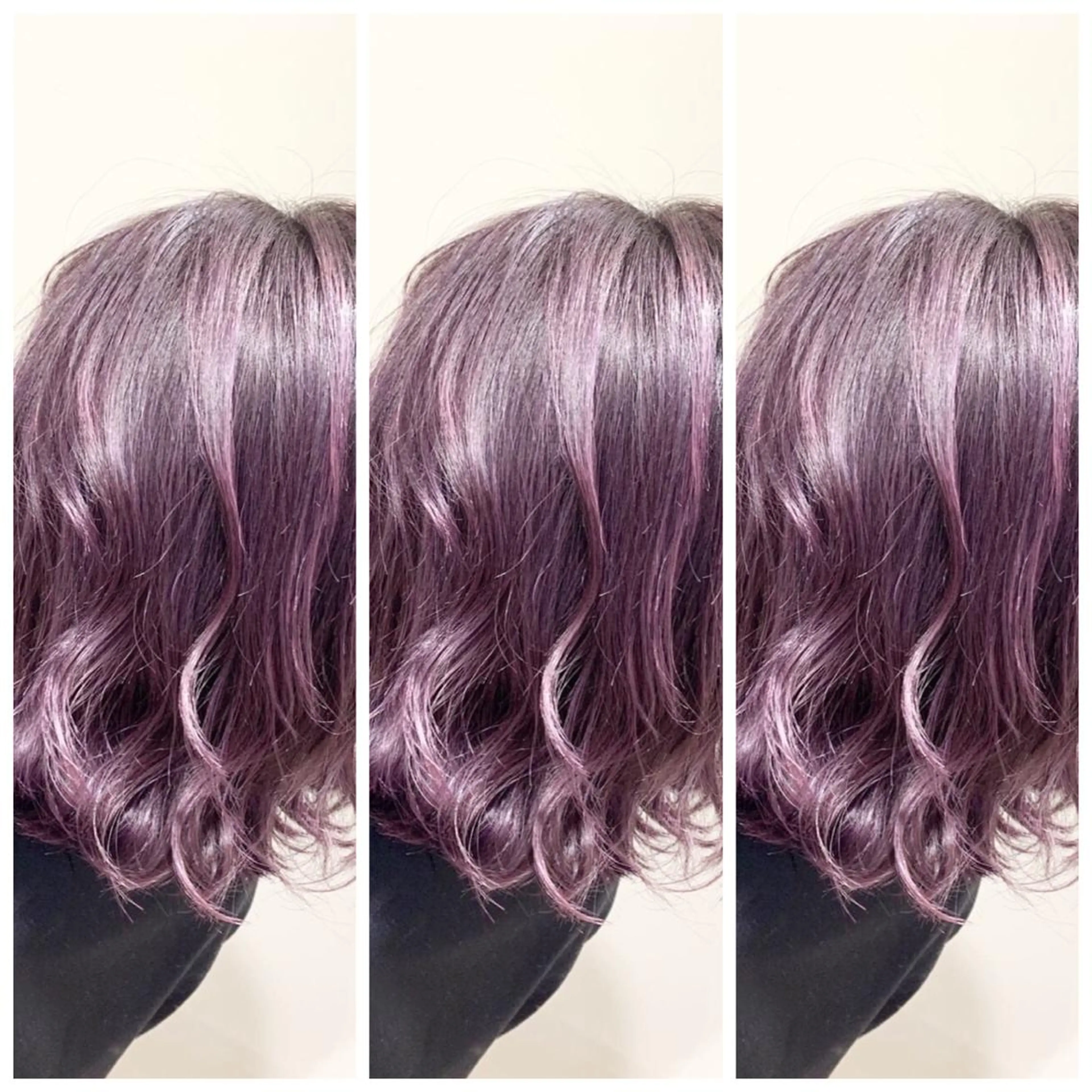ミディアム カラー パープルカラー ヘアカラー トリートメント 💓シールエクステ ルミエールのヘアスタイル