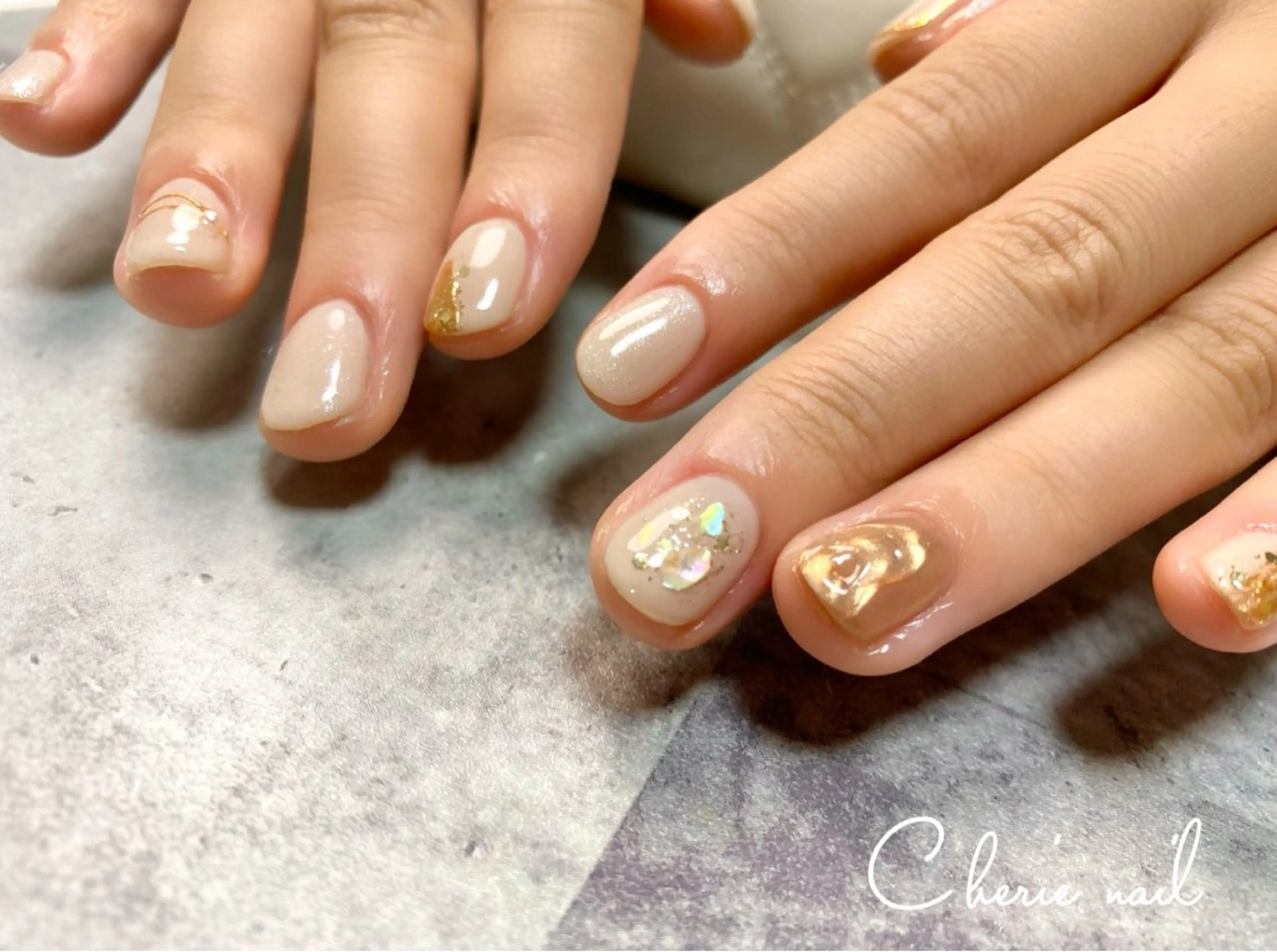 ネイル ジェルネイル ミラーネイル ニュアンスネイル ハンドネイル Cherienail yunaのネイルデザイン