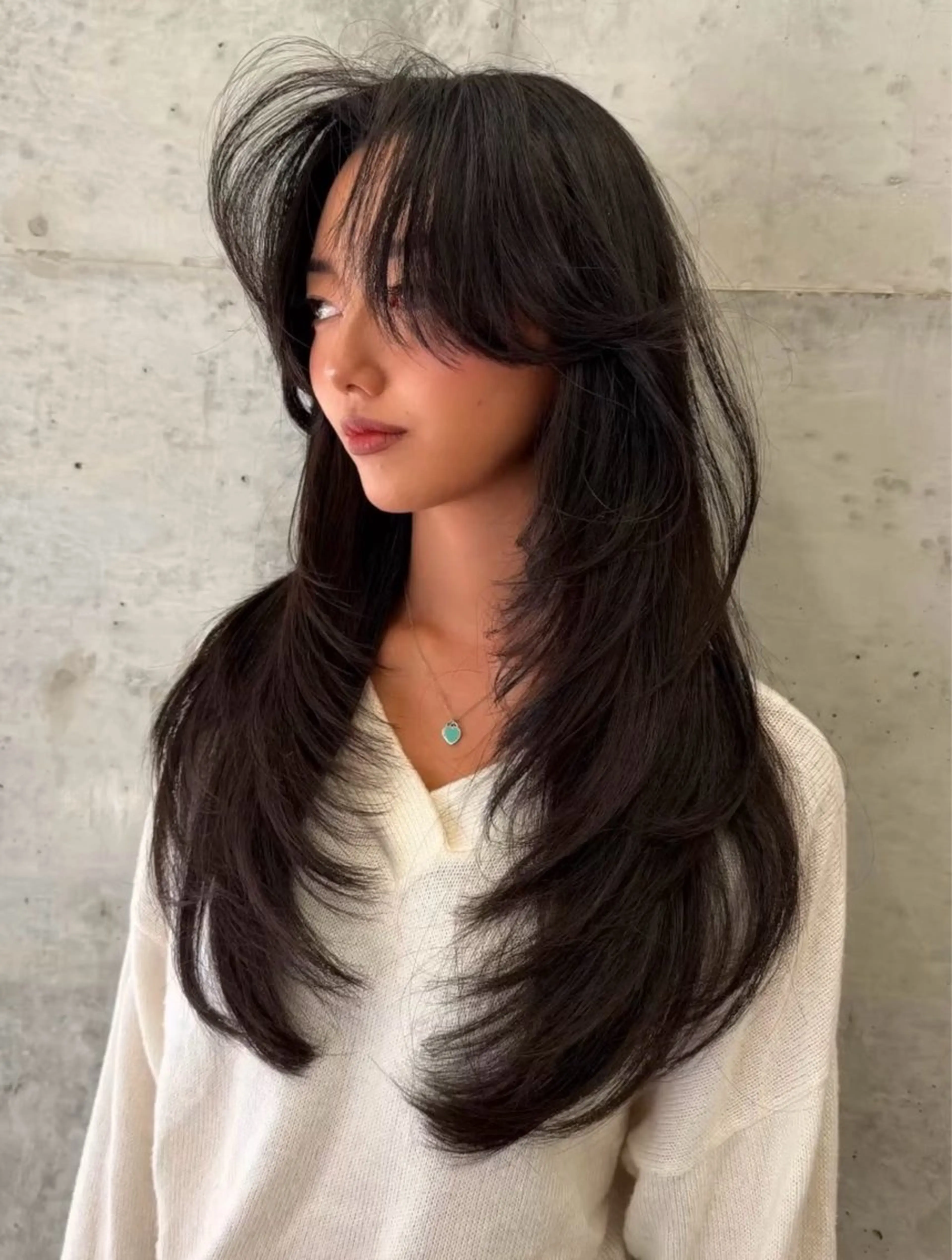 ロング レイヤーカット カット ヘアカラー Miho/海外レイヤ ー/縮毛矯正のヘアスタイル