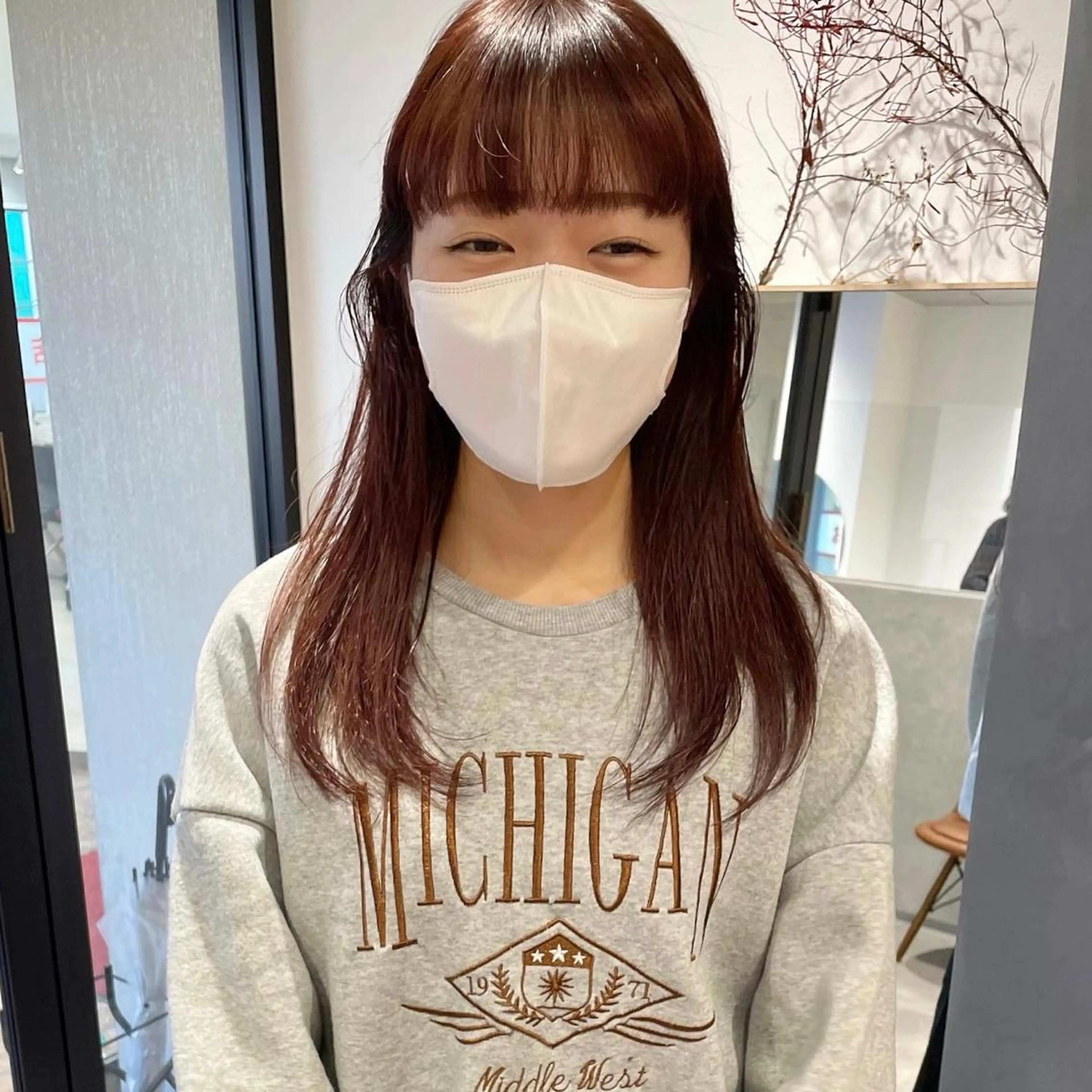 ロング カラー レッドカラー カット ヘアカラー トリートメント 🍊暖色×顔周り 🍊cocoroのヘアスタイル