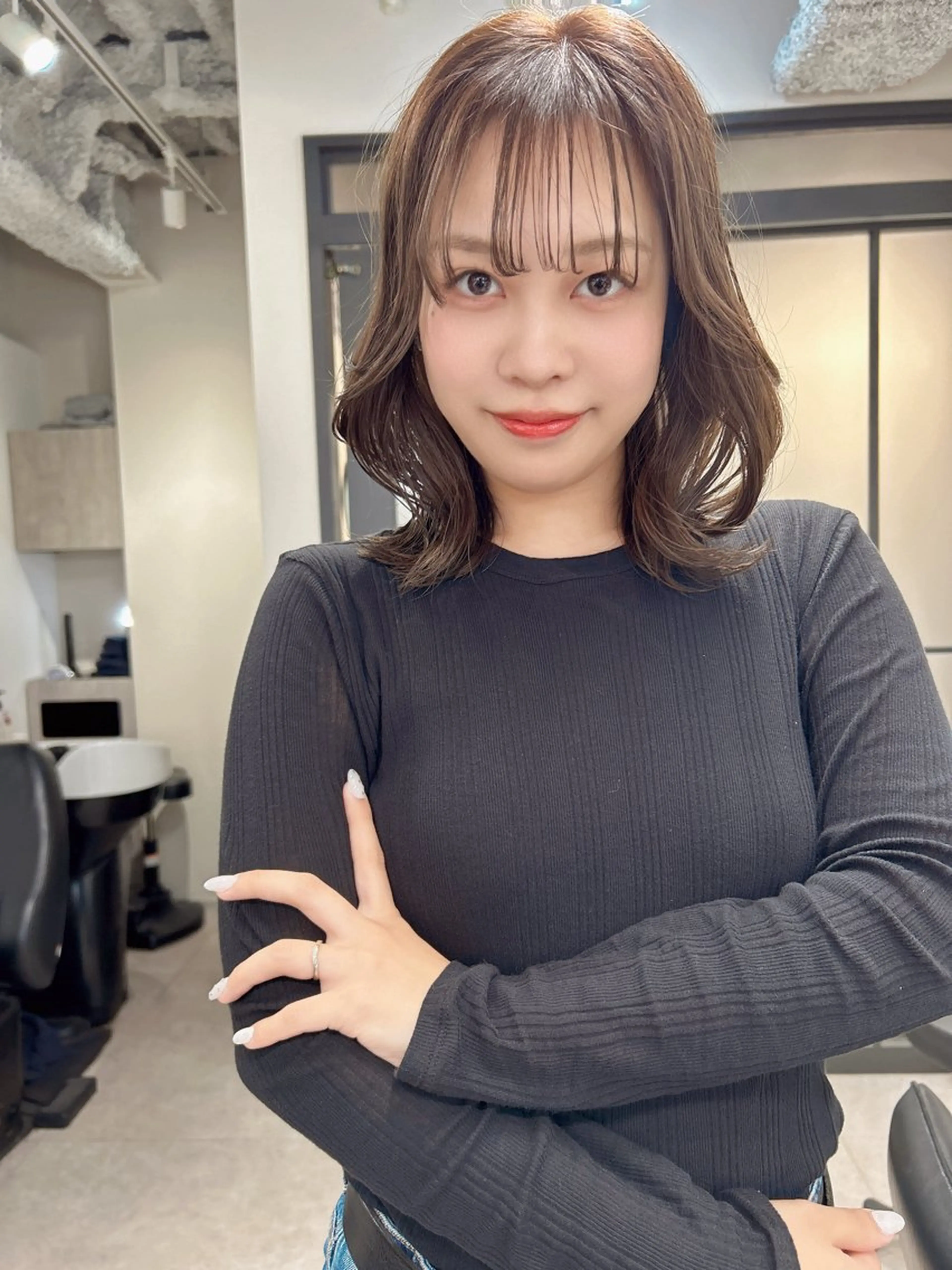 ミディアム カラー カット ヘアカラー トリートメント 髪質改善will hairdesignのヘアスタイル