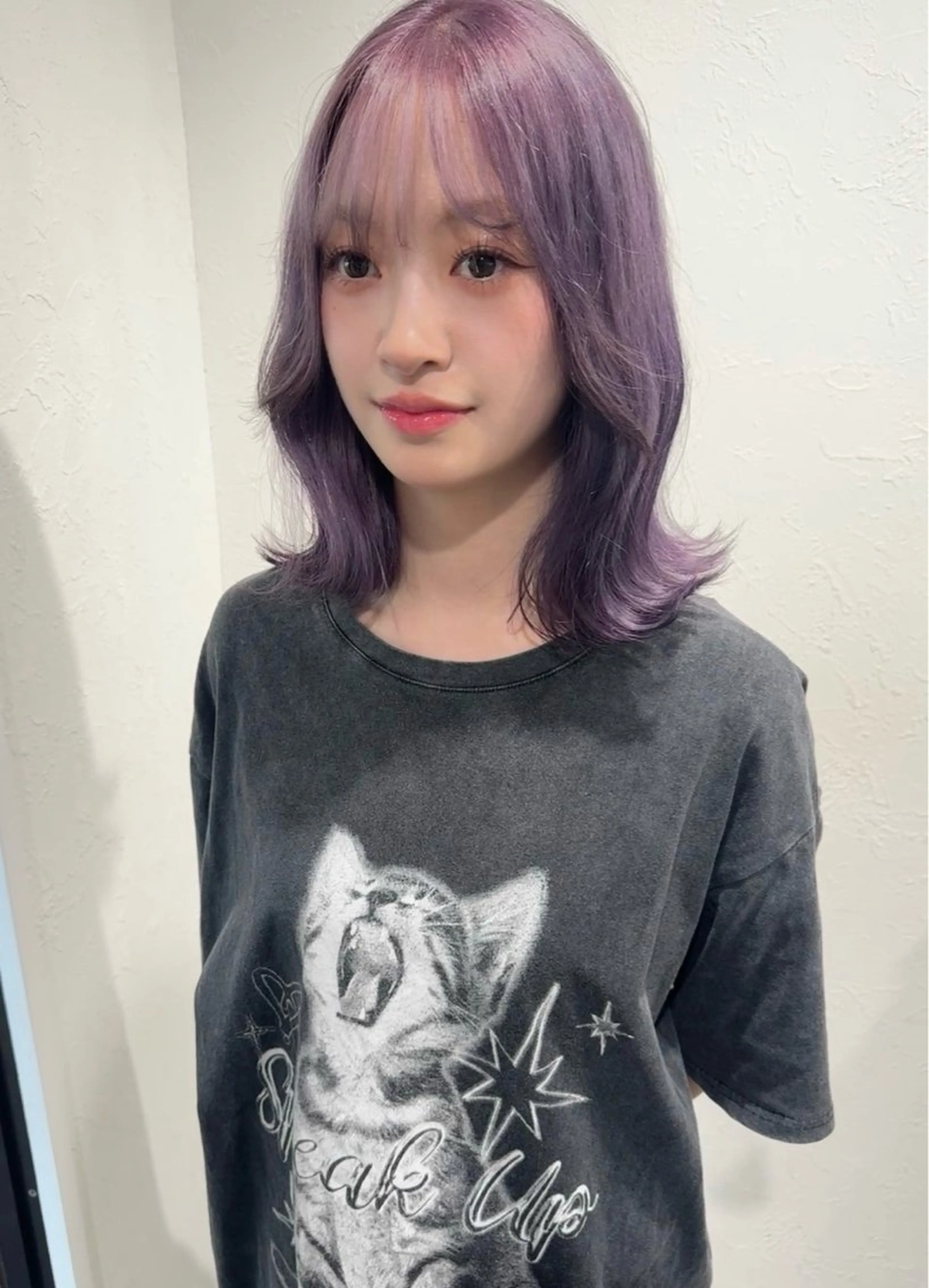 ミディアム ヘアカラー ハイトーン/レイヤー /艶カラー🎀のヘアスタイル