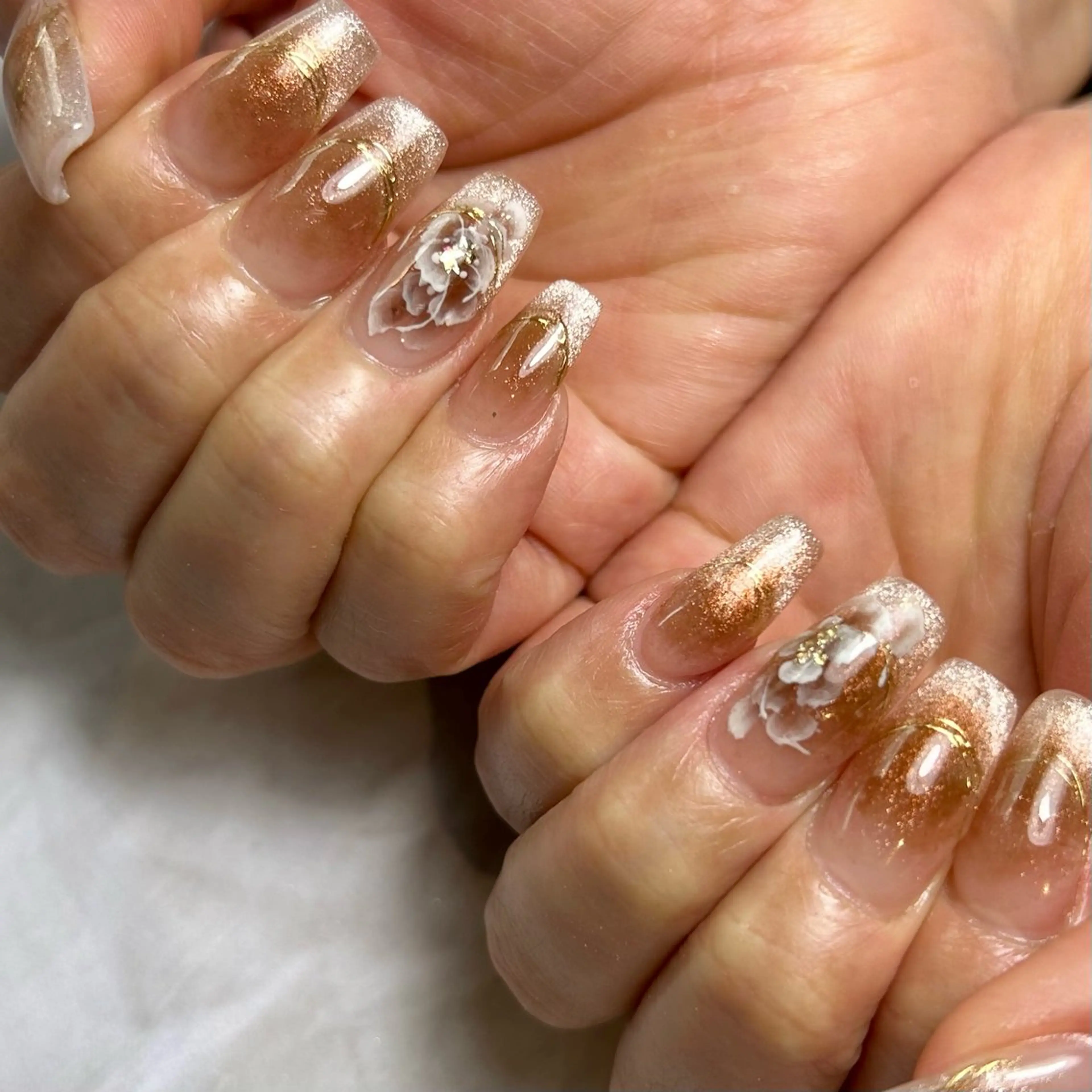 ネイル ブラウン 持ち込み ハンドネイル Reflection marikoのネイルデザイン