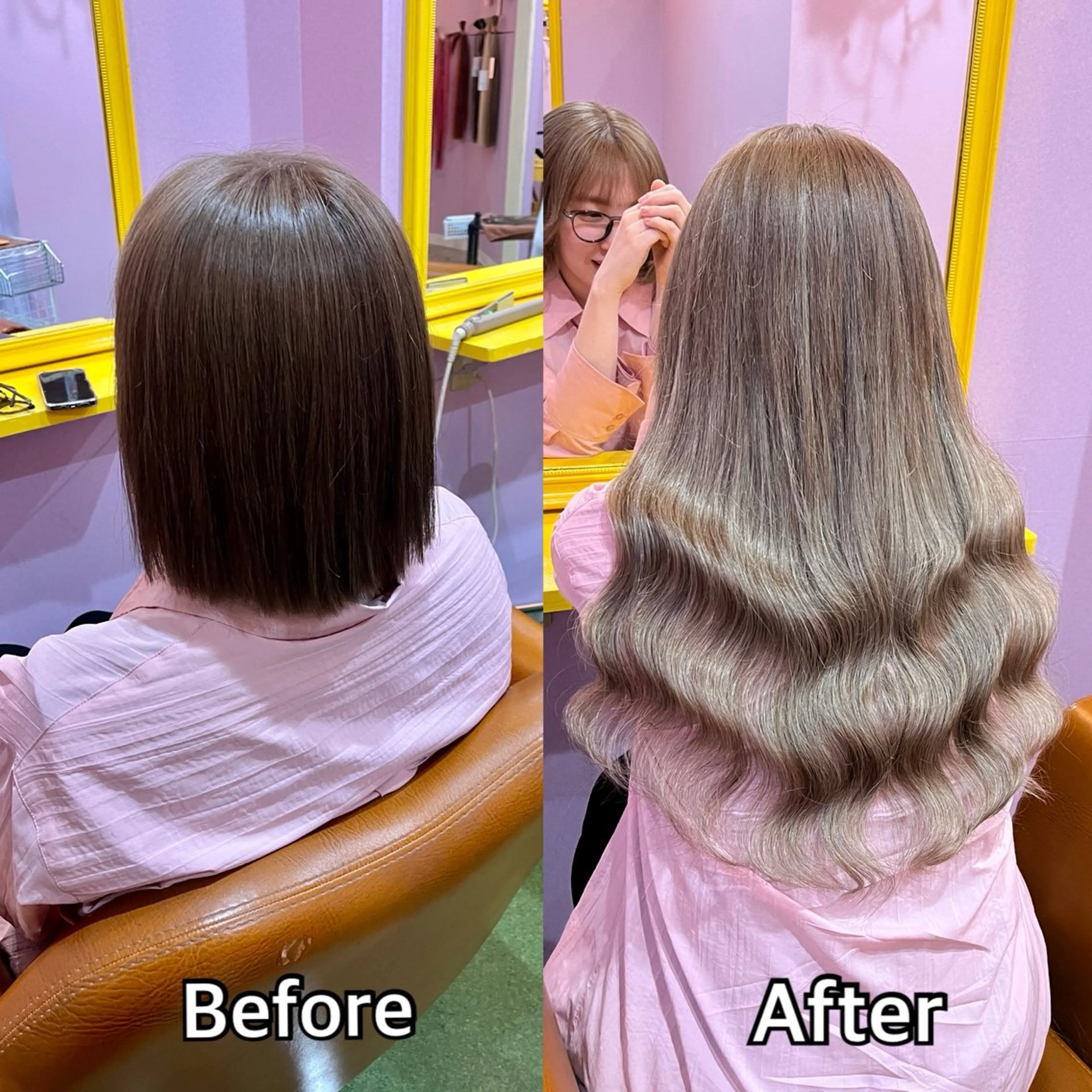 ロング シール＋ちび編み込み エクステ梅田🐨のヘアスタイル