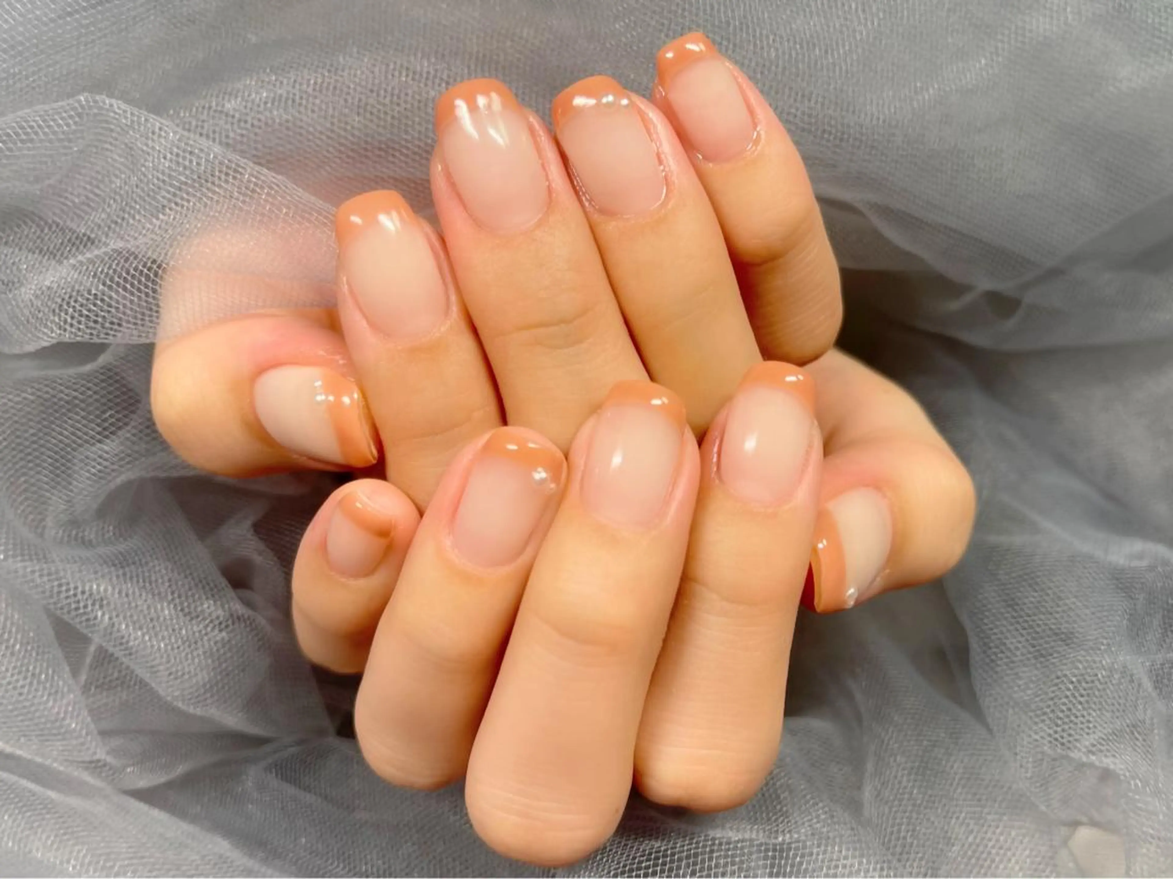 ネイル フレンチネイル オレンジ Nail Salon KURELLYのネイルデザイン