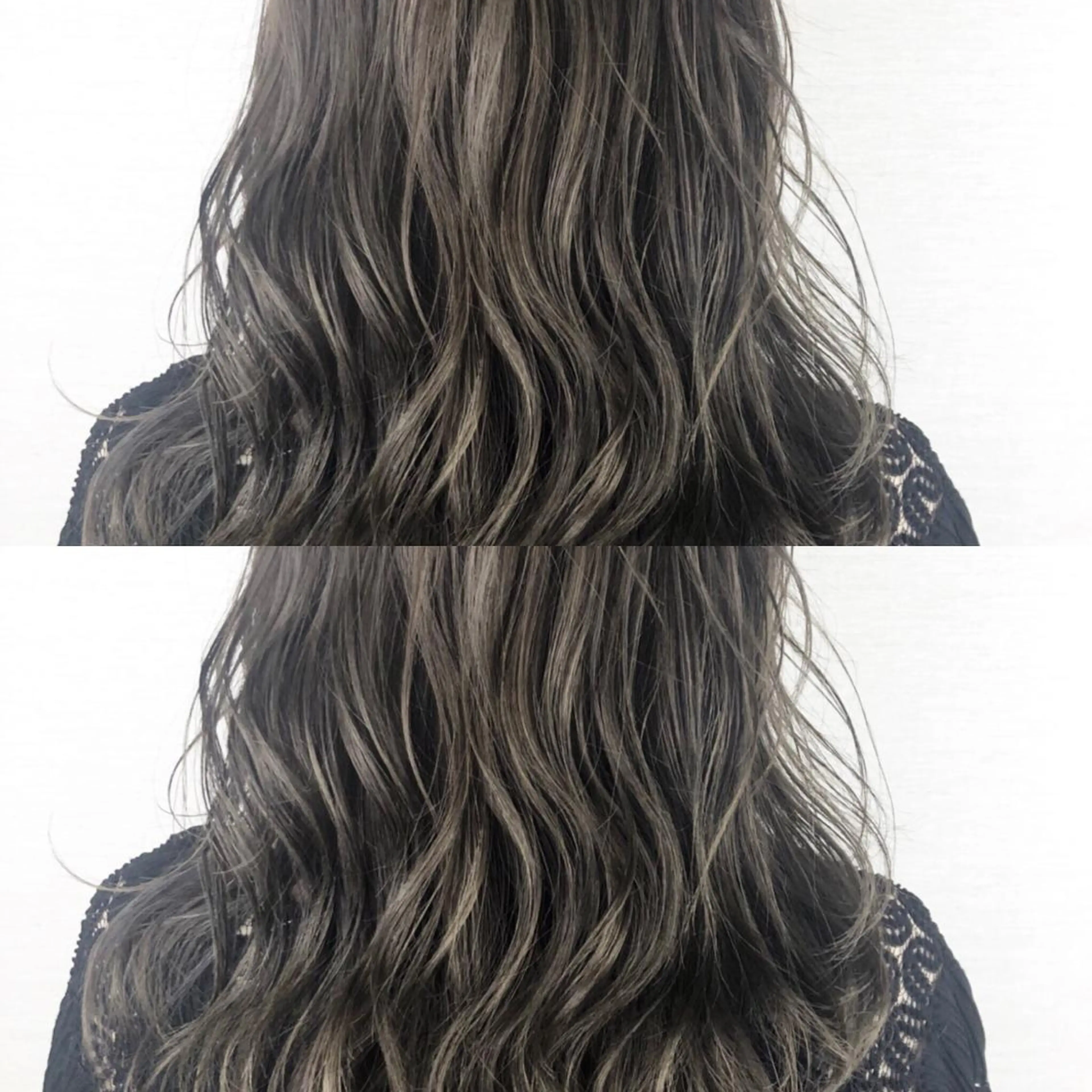 セミロング カラー グレージュ ハイライトカラー ハイライト 韓国レイヤーカット/ ダブルカラーのヘアスタイル