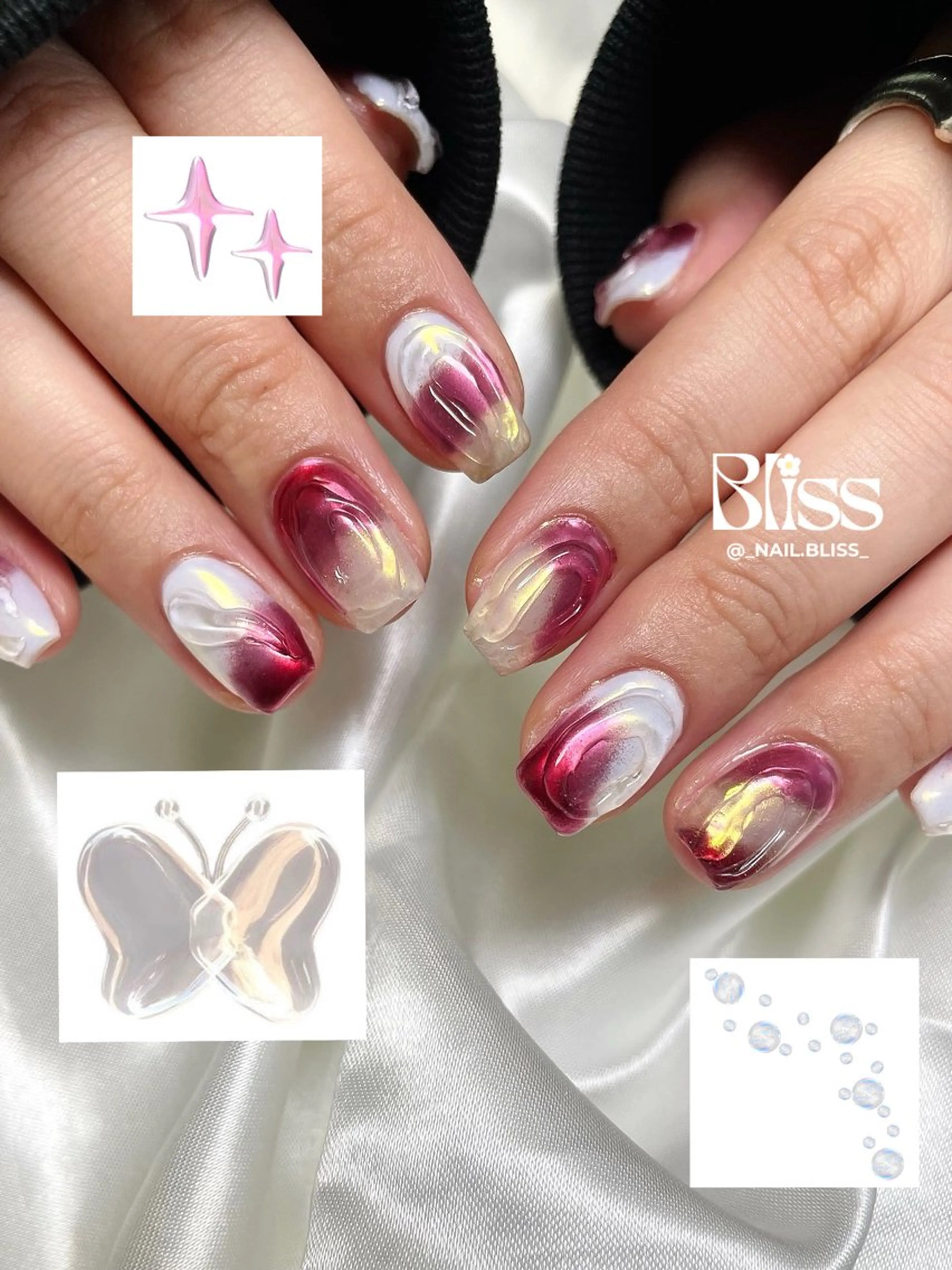 ネイル ガーリー 持ち込み ニュアンスネイル ハンドネイル NAIL BLISSのネイルデザイン
