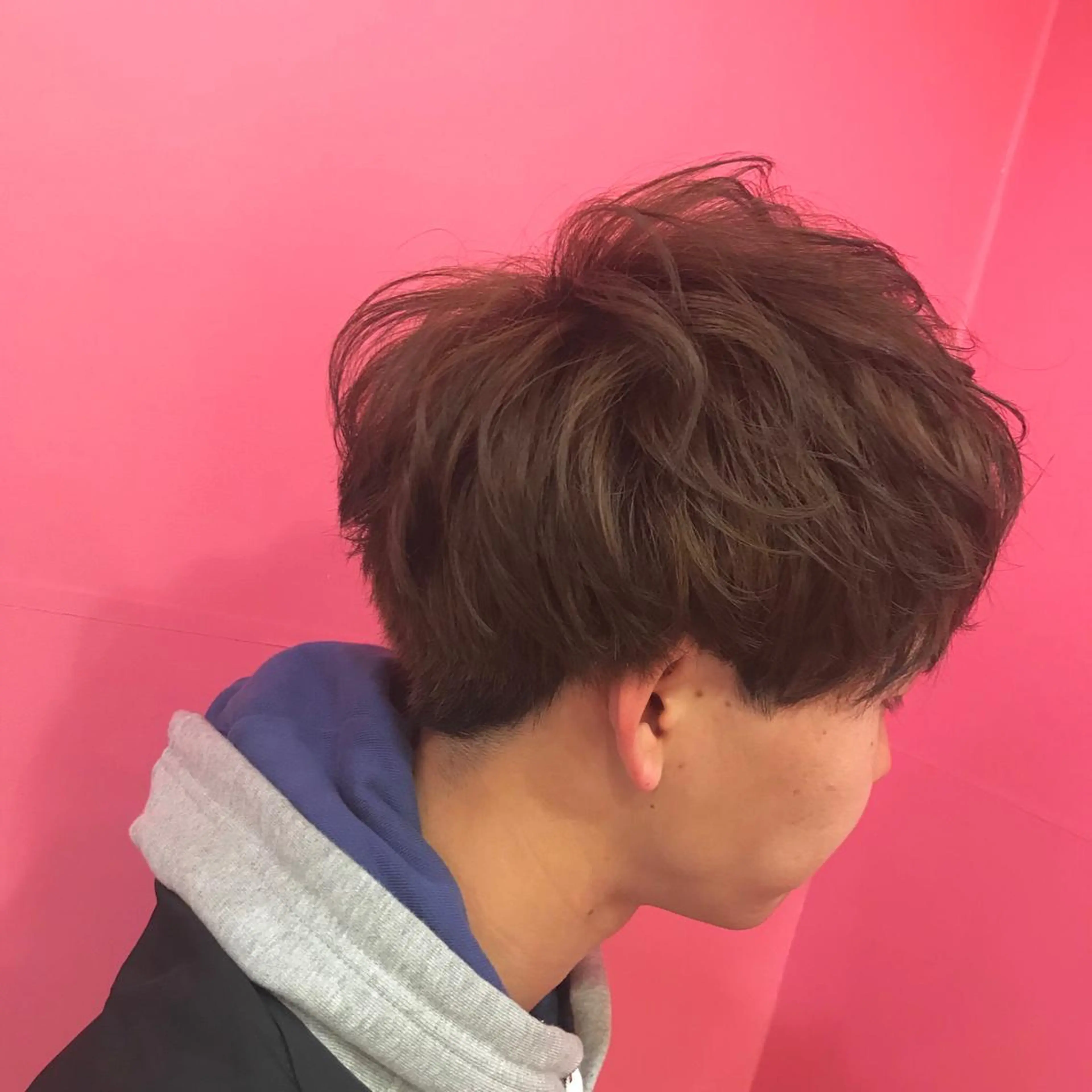 ショート カラー パーマ メンズ マッシュ ベージュカラー Vir by browのヘアスタイル