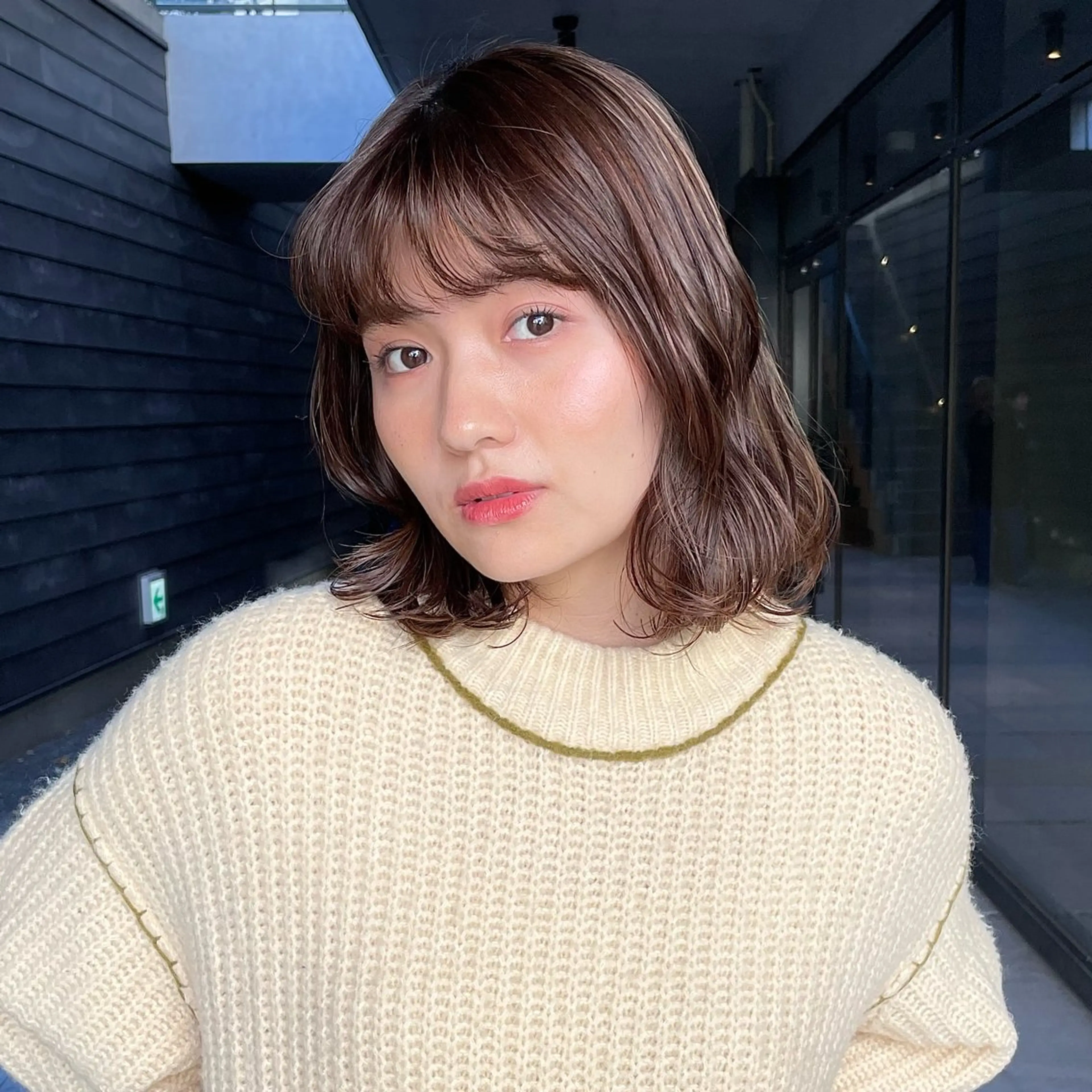 ミディアム カット ヘアカラー トリートメント 似合わせ/ベージュ /レイヤー/りほ🤍のヘアスタイル