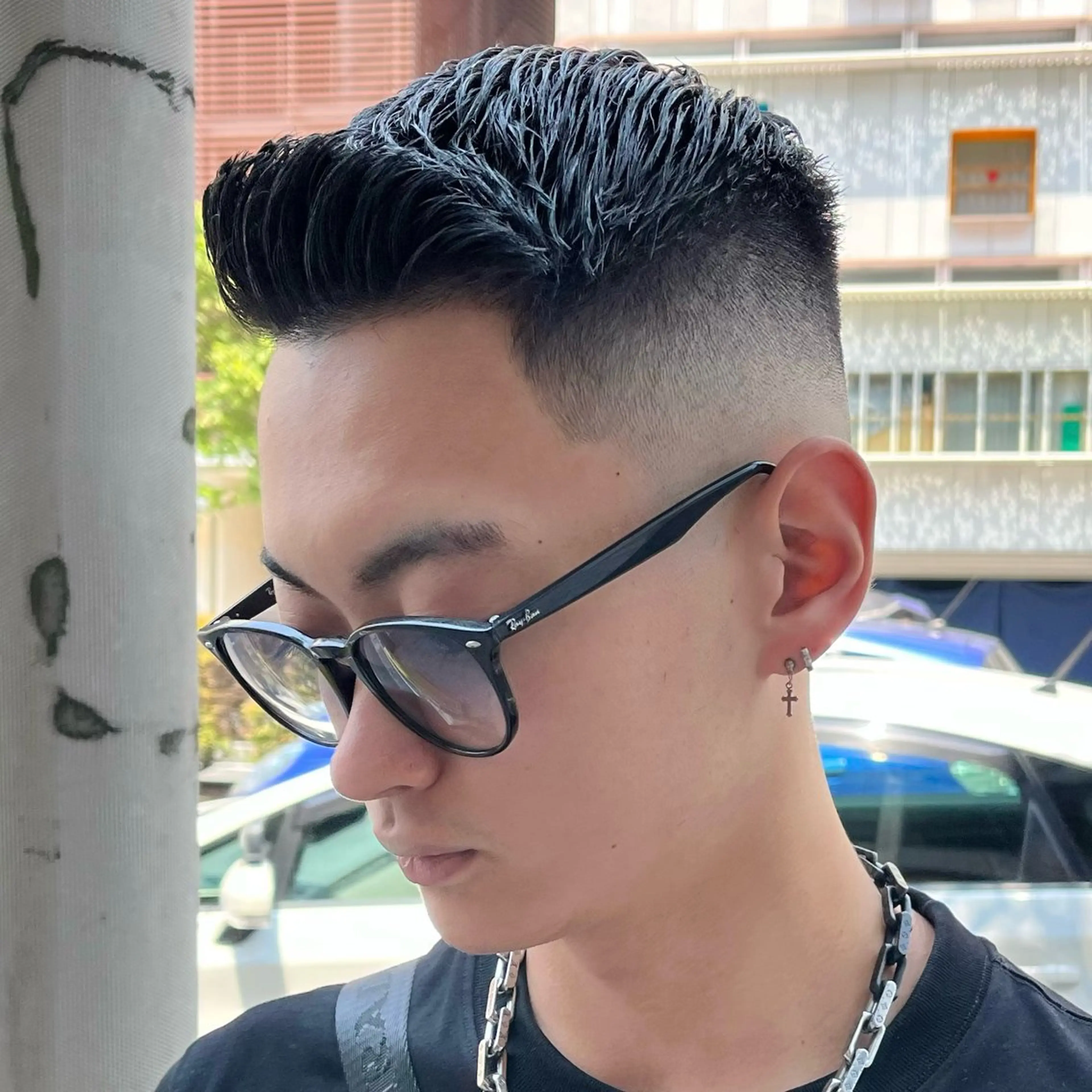 ショート メンズ フェードカット メンズパーマ スキンフェード スペインカール スパイキーショート カット 立川/メンズパーマ 厚進太郎のヘアスタイル