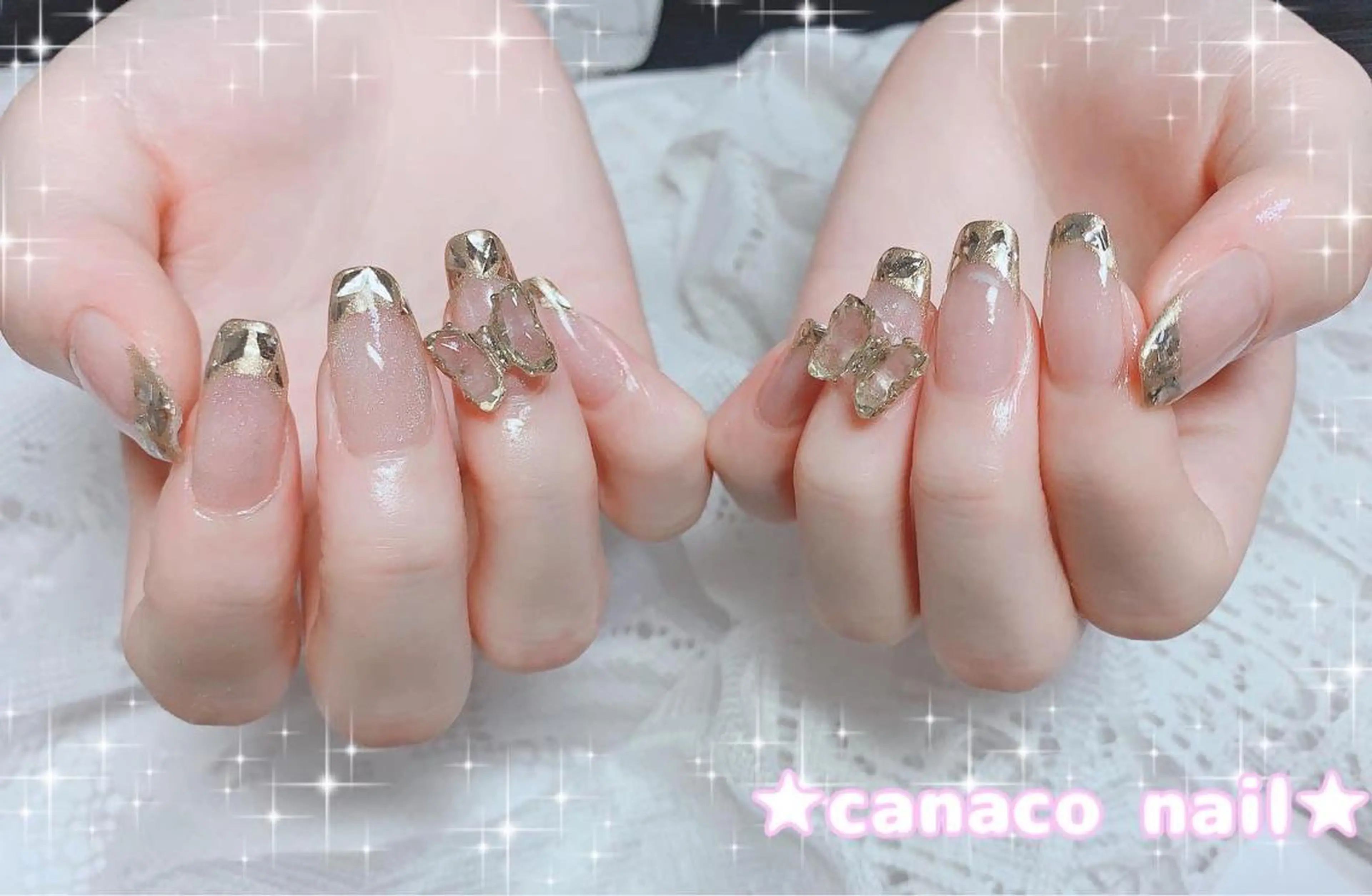 ネイル アートネイル フレンチネイル ジェルネイル ガラスフレンチ キラキラネイル ハンドネイル ハンドケア ベテランネイル cnc nailのネイルデザイン