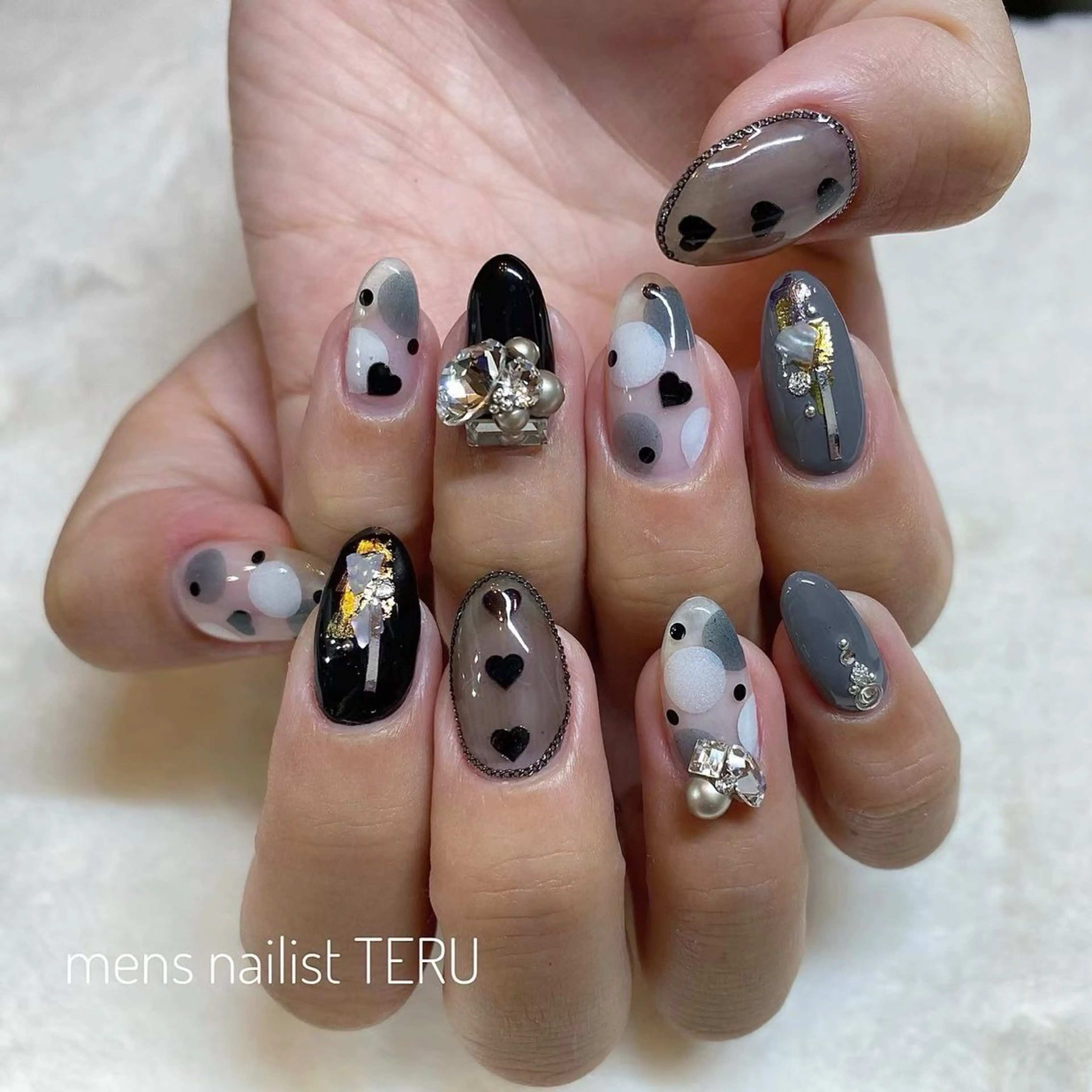 ネイル ドット ハート メンズネイル ハンドネイル nail salon ETERNAL所属・nailsalon ETERNALのネイルデザイン