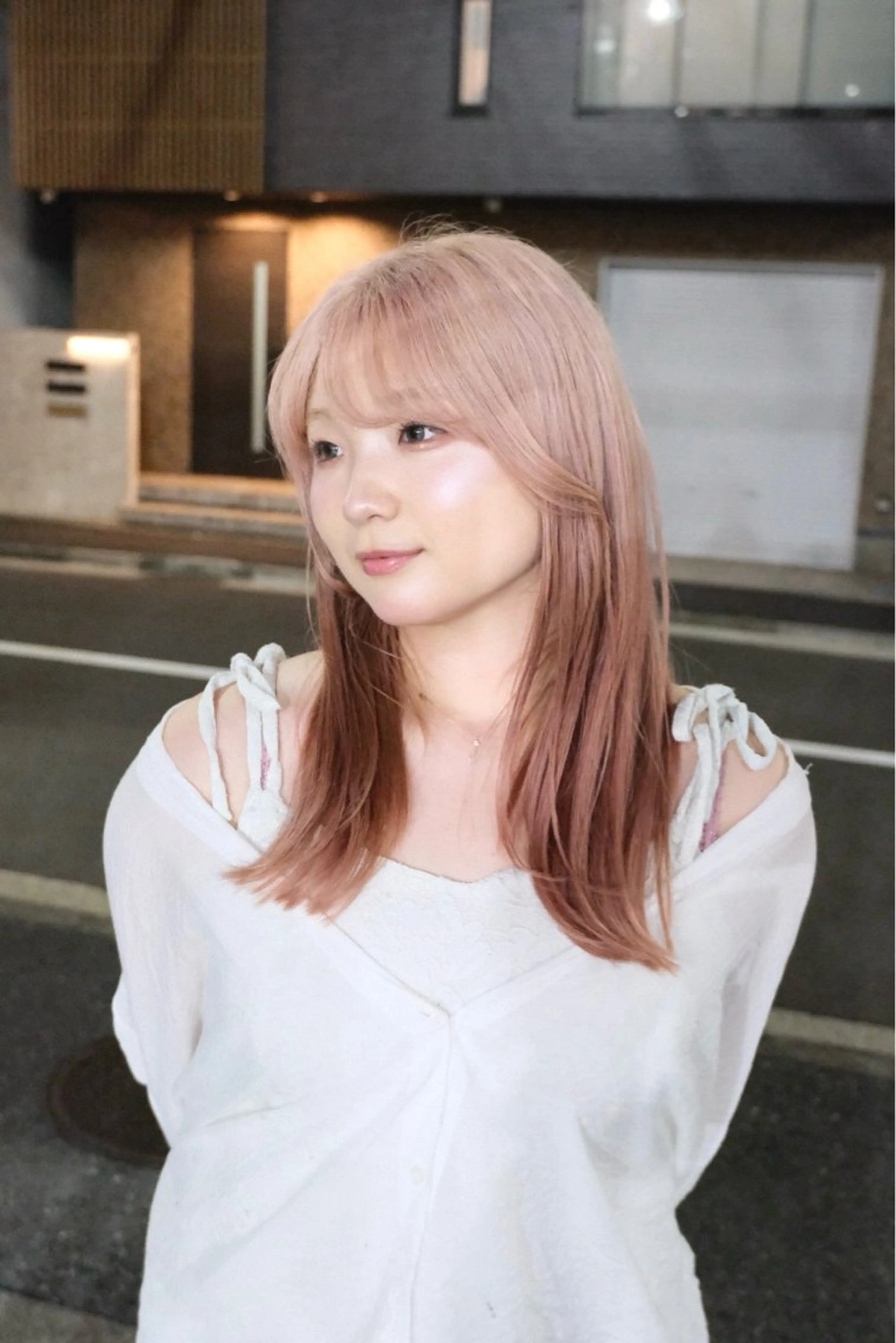 ロング カラー ヘアカラー トリートメント ブロンド/ピンク/ ミルクティー/アトムのヘアスタイル