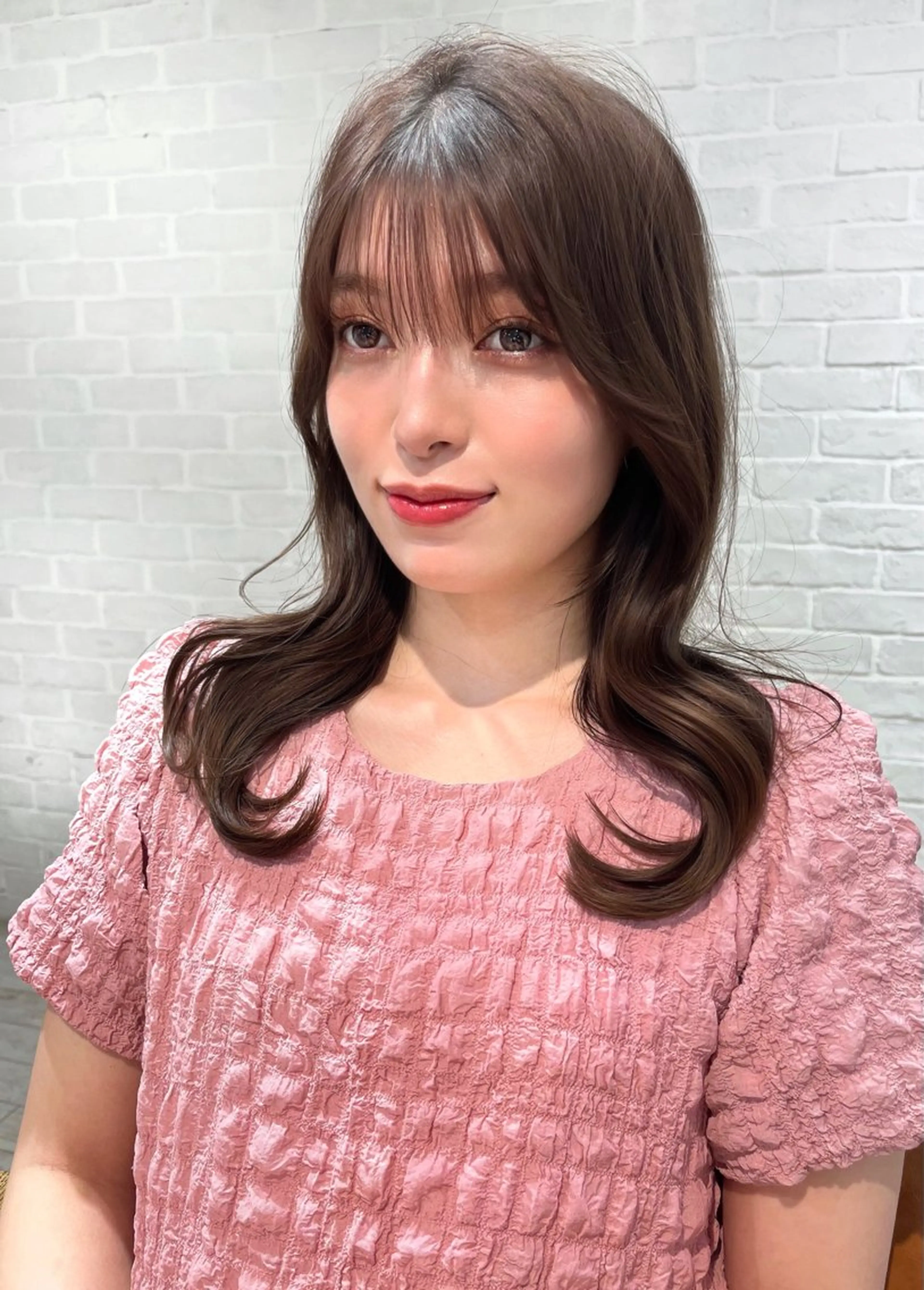 セミロング カラー ベージュカラー ショコラベージュ くびれヘア レイヤーカット カット ヘアカラー 【韓国ヘア×透明感 カラー】笹谷 莉未のヘアスタイル
