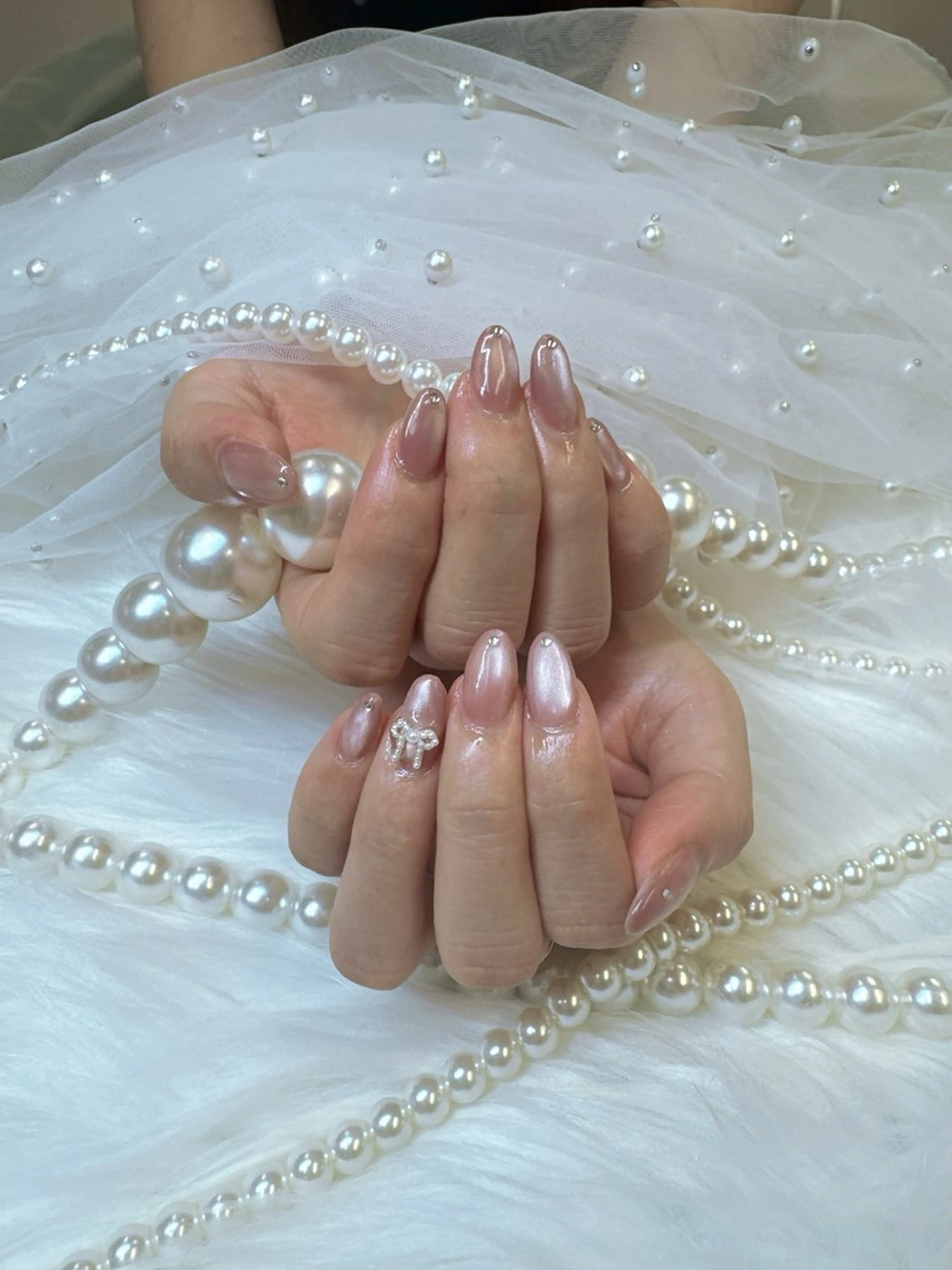 ネイル アートネイル フレンチネイル ガラスフレンチ マグネットネイル 夏ネイル Queeens nailのネイルデザイン