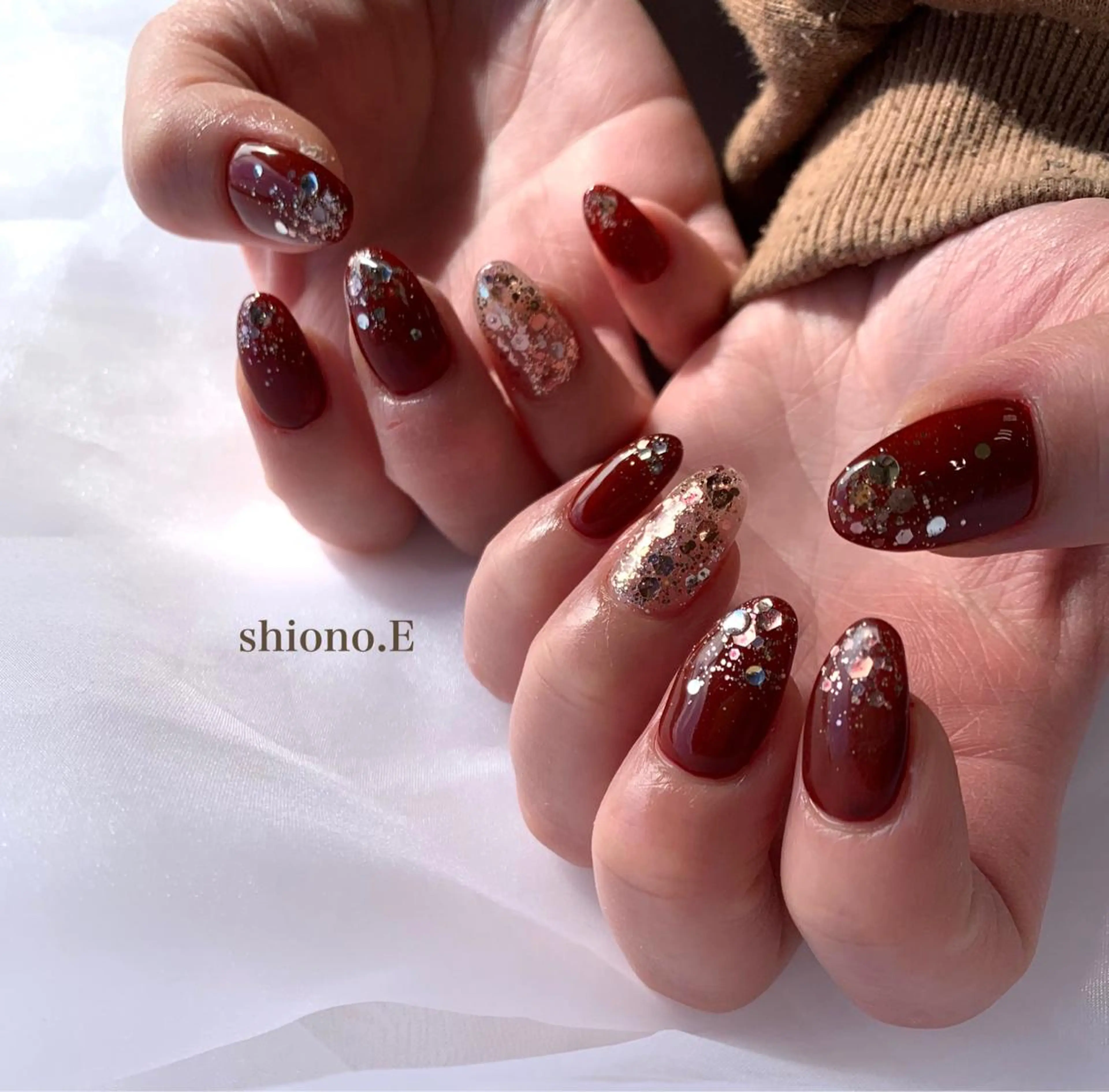 セミロング カラー ネイル ボルドーカラー ボルドー be-cares beauty(豊川店のネイルデザイン