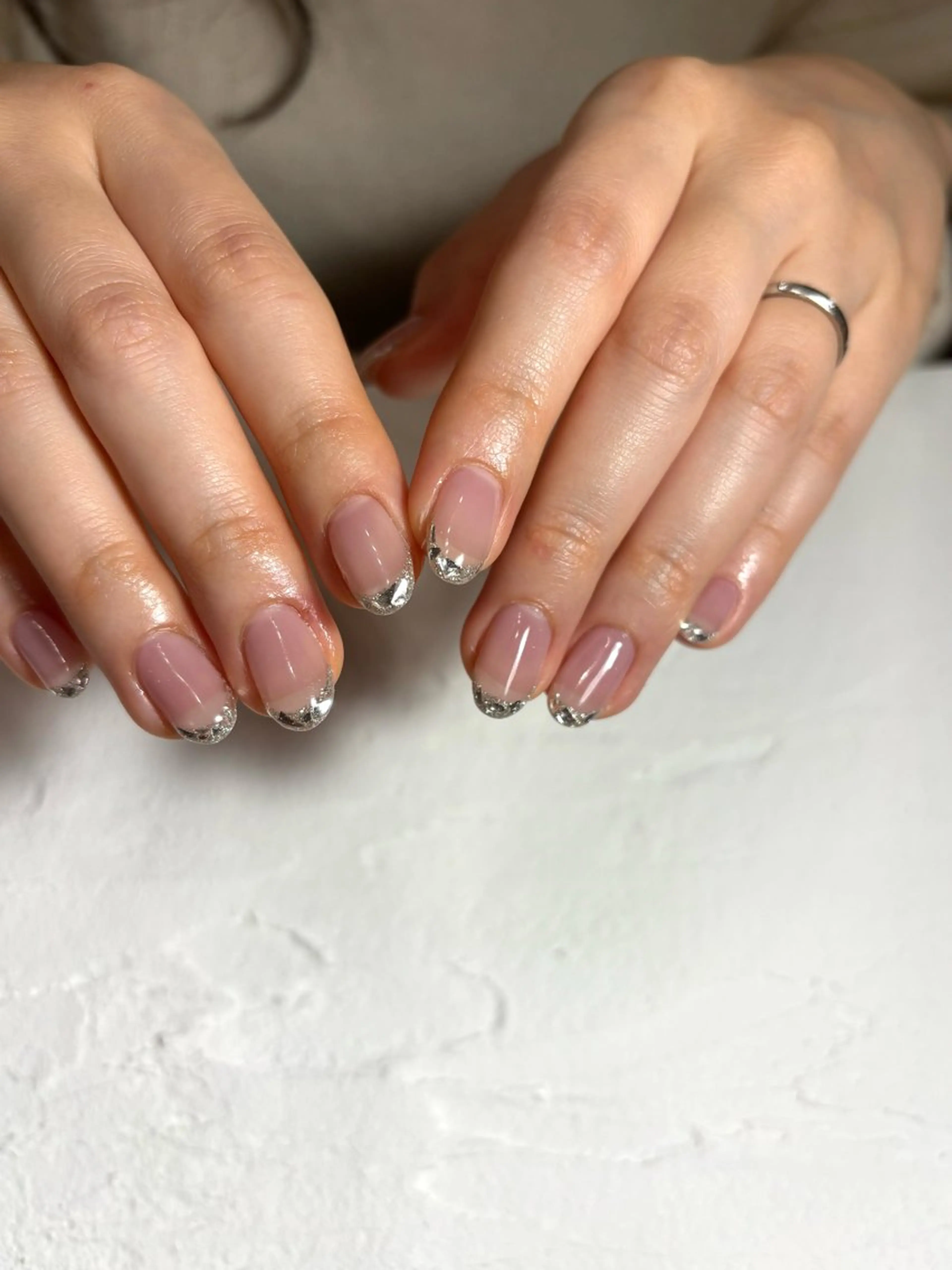 ネイル フレンチネイル ピンク ブライダルネイル ハンドネイル Elio 国泰寺のネイルデザイン