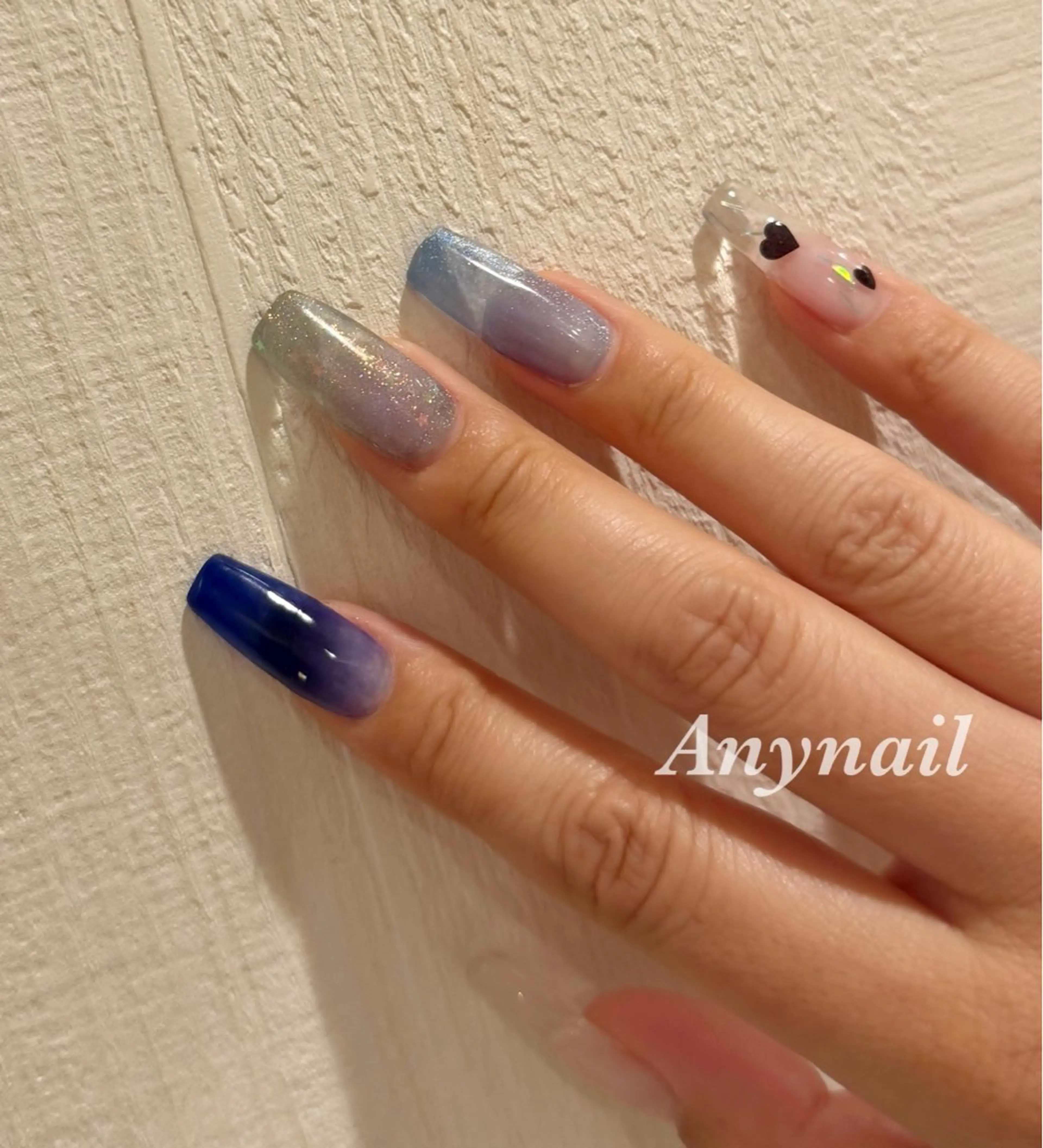 ネイル ブルー クリアネイル ホログラムネイル マグネットネイル スカルプネイル 岩澤 恵子のネイルデザイン