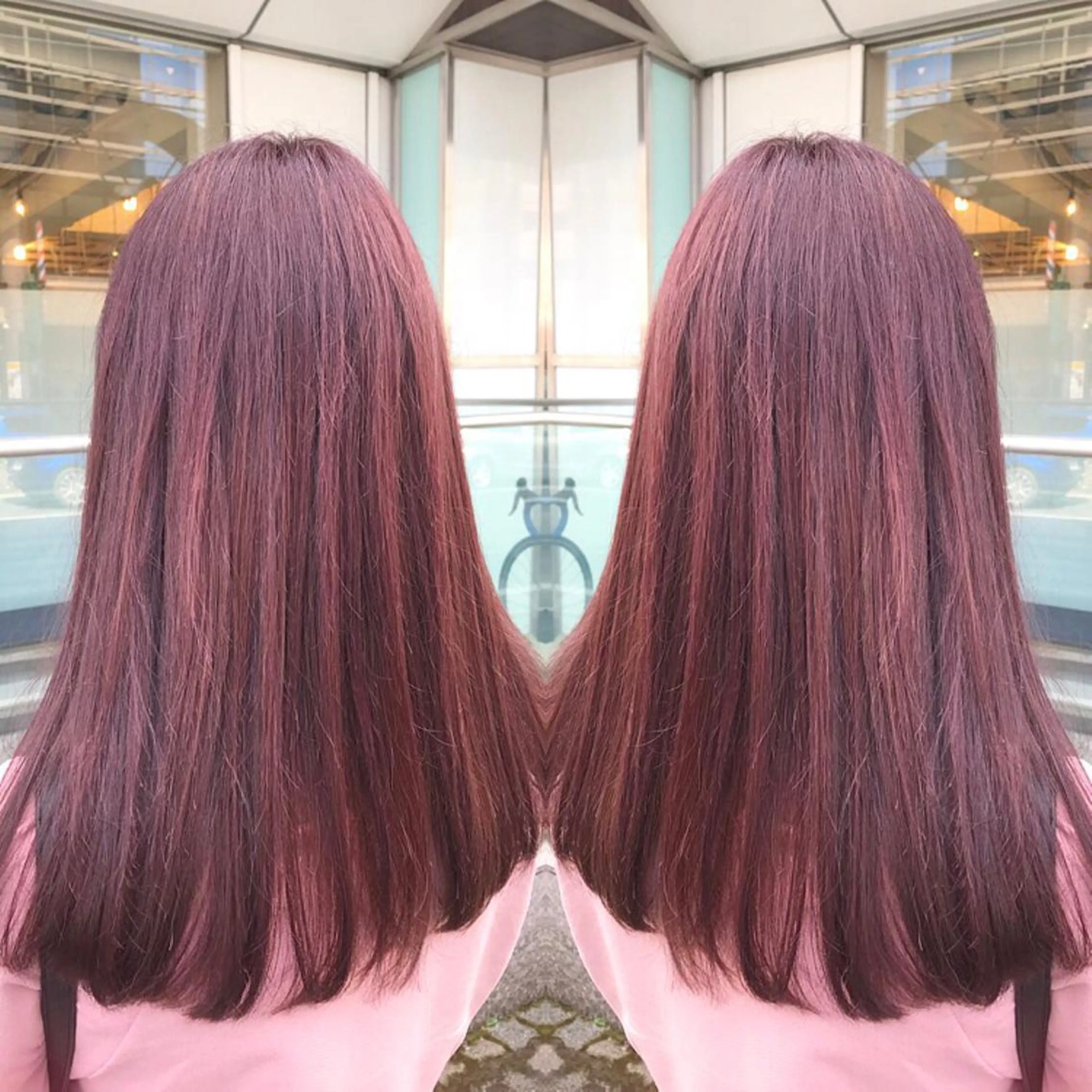 セミロング カラー イルミナカラー ピンクカラー 青木 茂樹⭐️ 透明感カラーのヘアスタイル