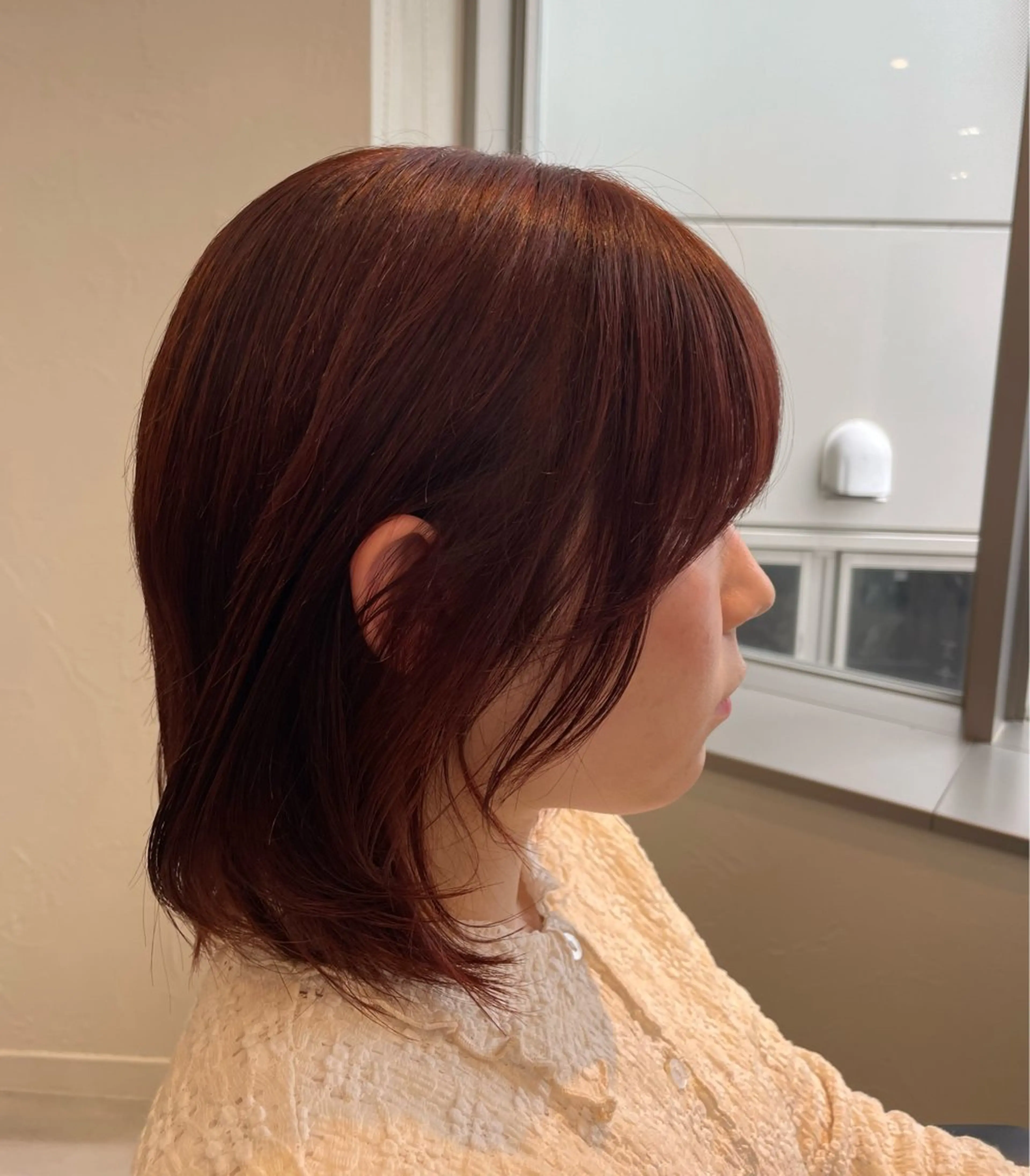 ミディアム カラー カシス オレンジ ヘアカラー tiel 小山莉々のヘアスタイル