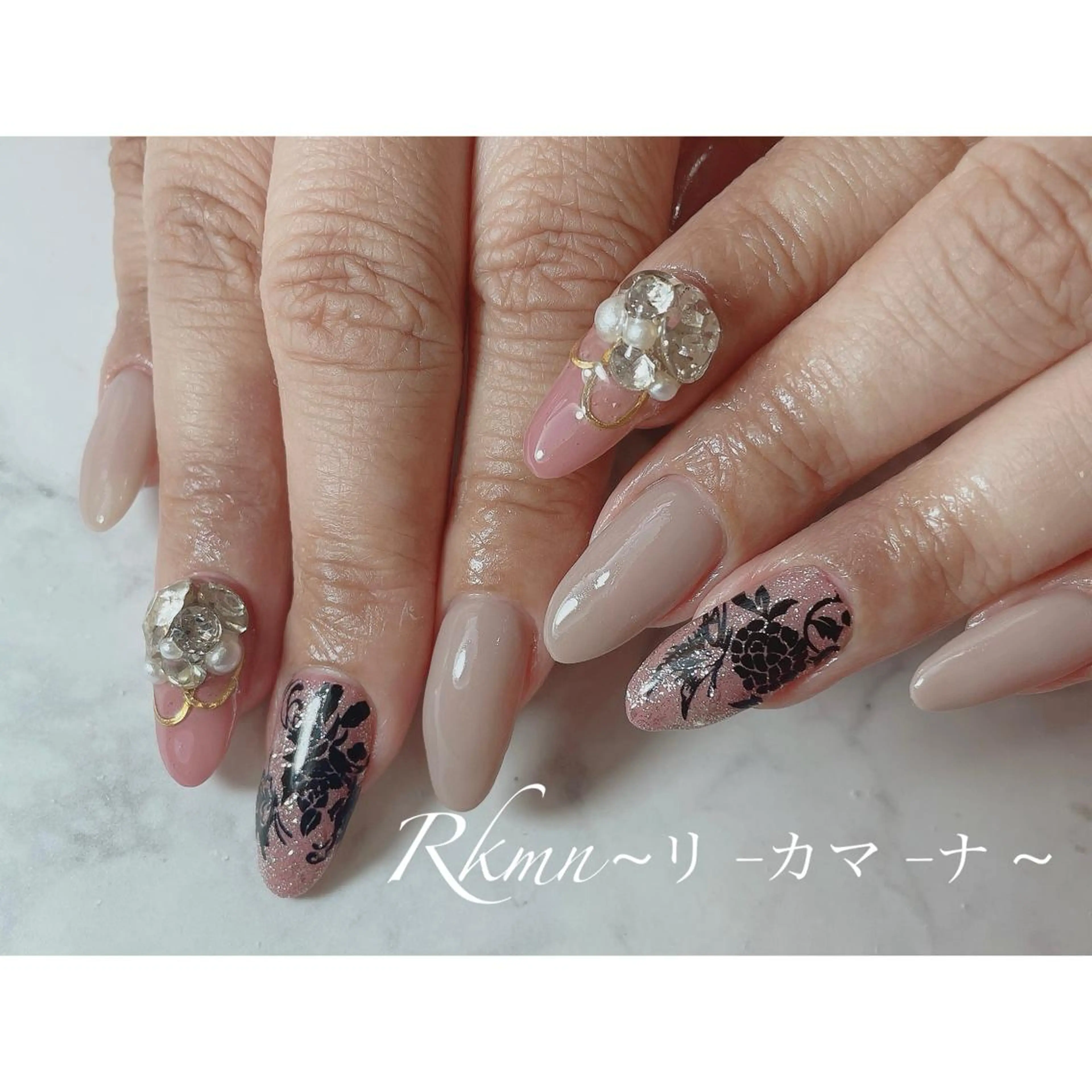 ネイル アートネイル ピンク 春ネイル ハンドネイル フットネイル ハンドケア Rkmn ~リ-カマ-ナ~のネイルデザイン