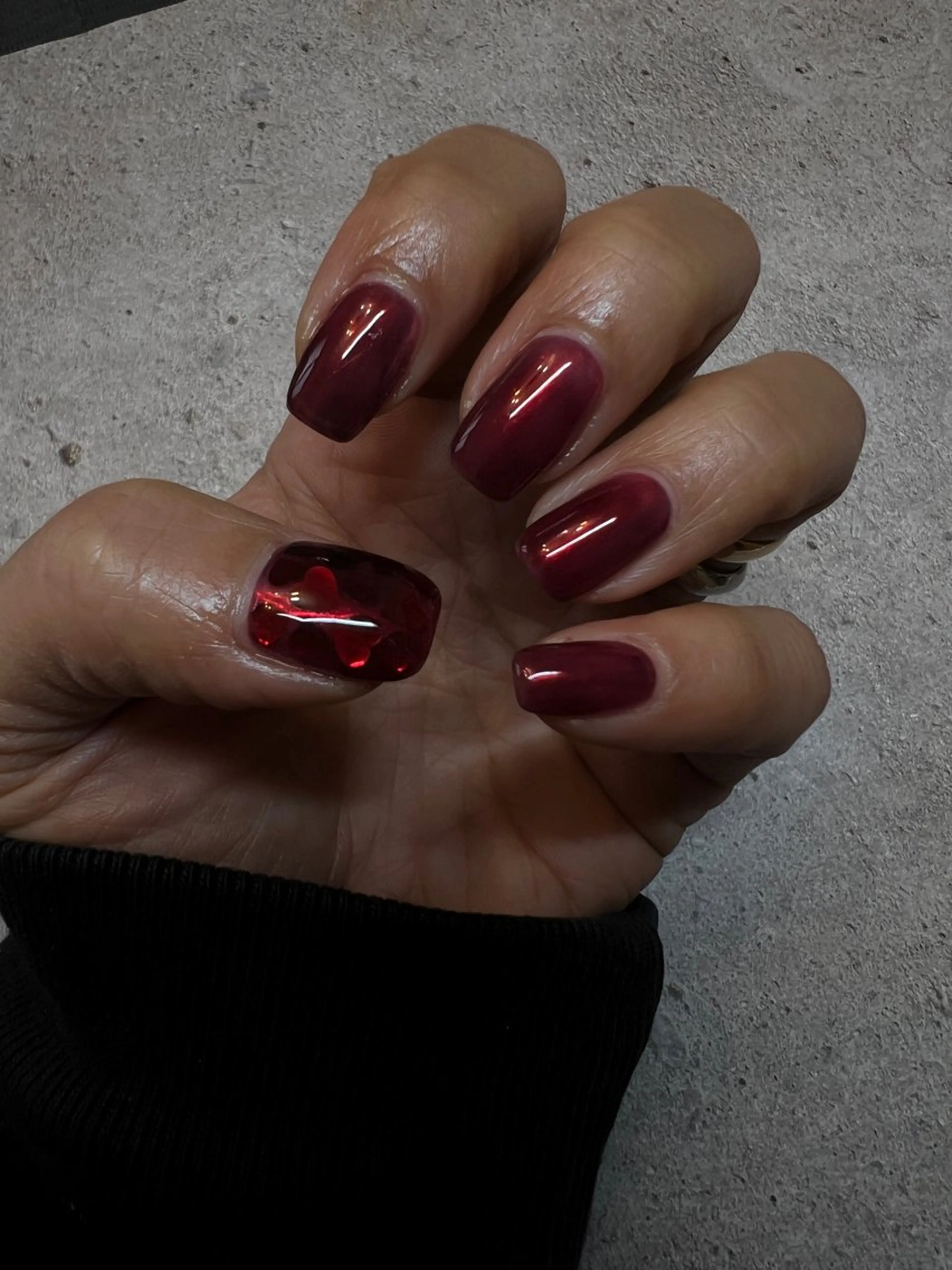 ネイル ハート ミラーネイル ハンドネイル ハンドケア Ri.nail オクマトモカのネイルデザイン