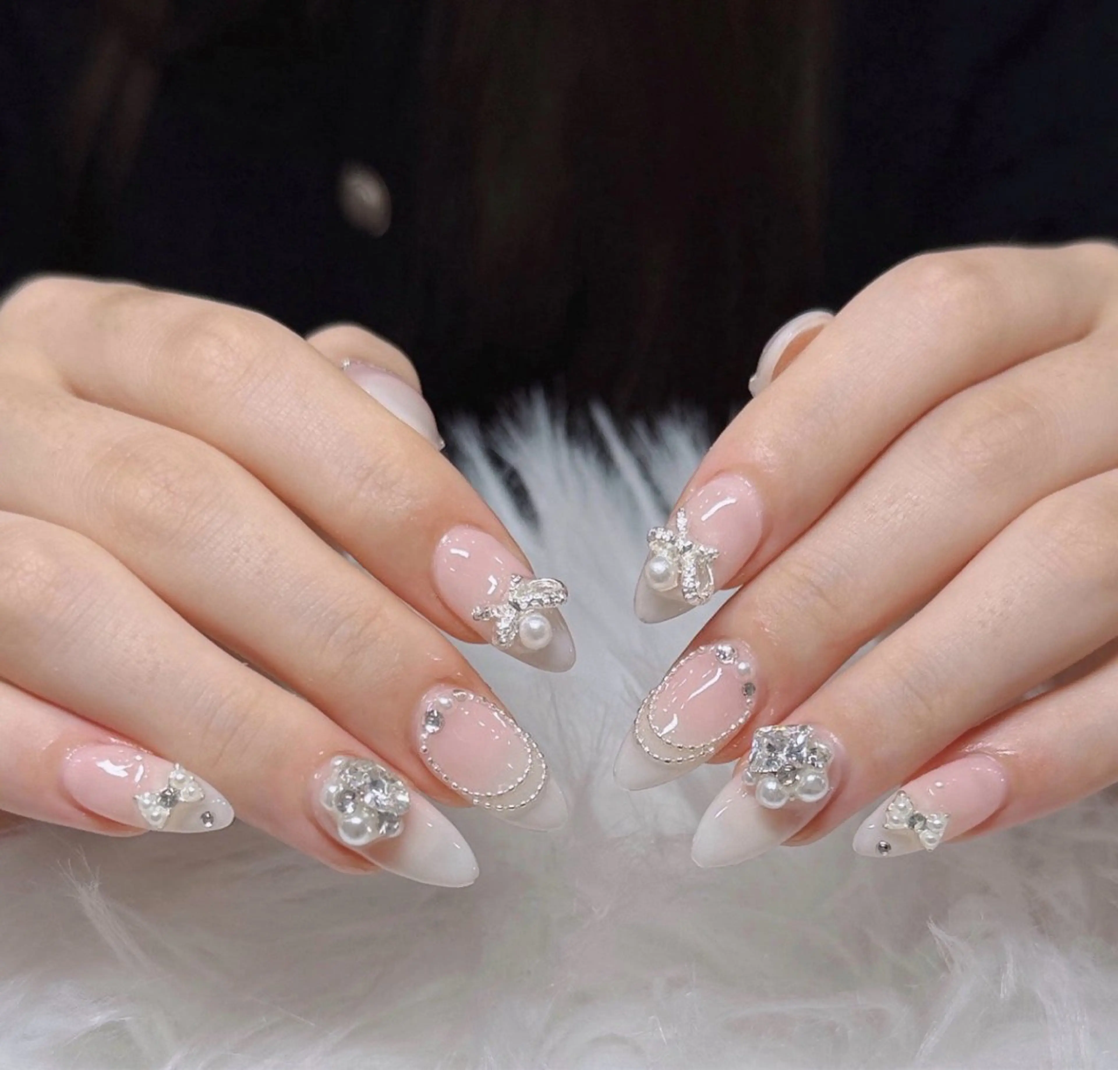 ネイル 長さ出し フレンチネイル 韓国ネイル レース マグネットネイル 高橋 ユキのネイルデザイン