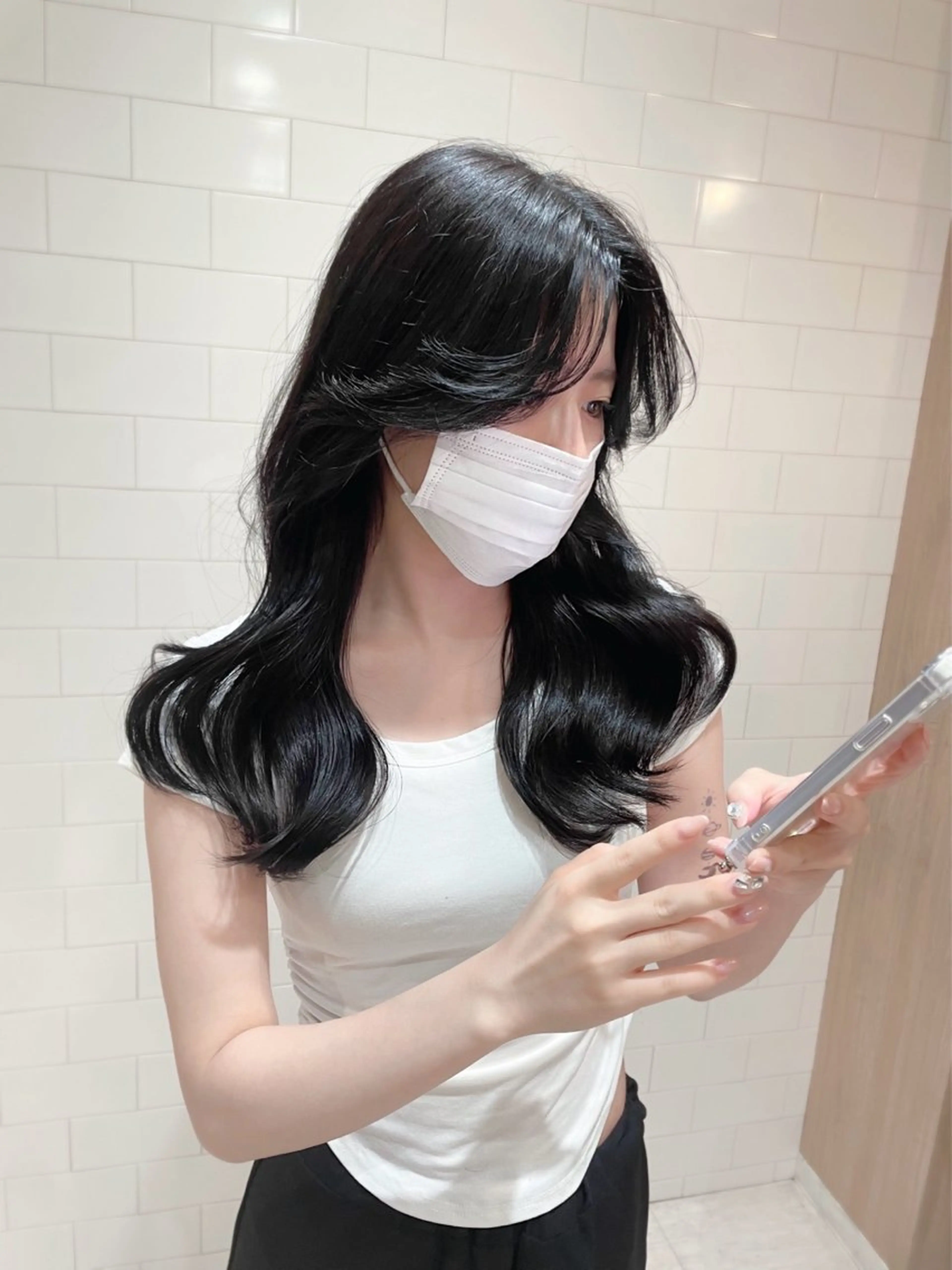 ロング 韓国風ヘア レイヤーカット カット ヘアカラー 韓国トレンドヘア しゅーやのヘアスタイル