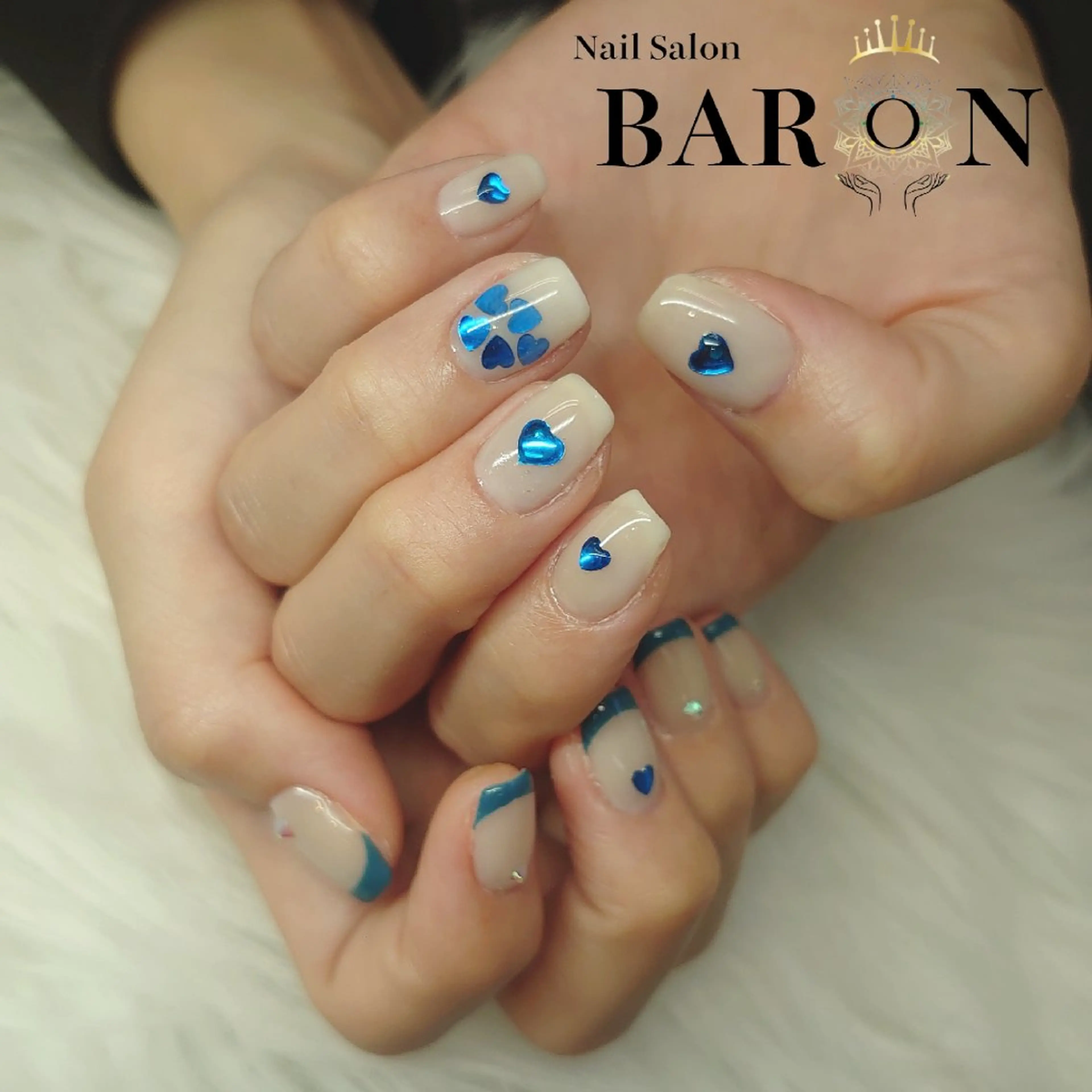 ネイル フレンチネイル ハート ♛BARON♛ AOIのネイルデザイン