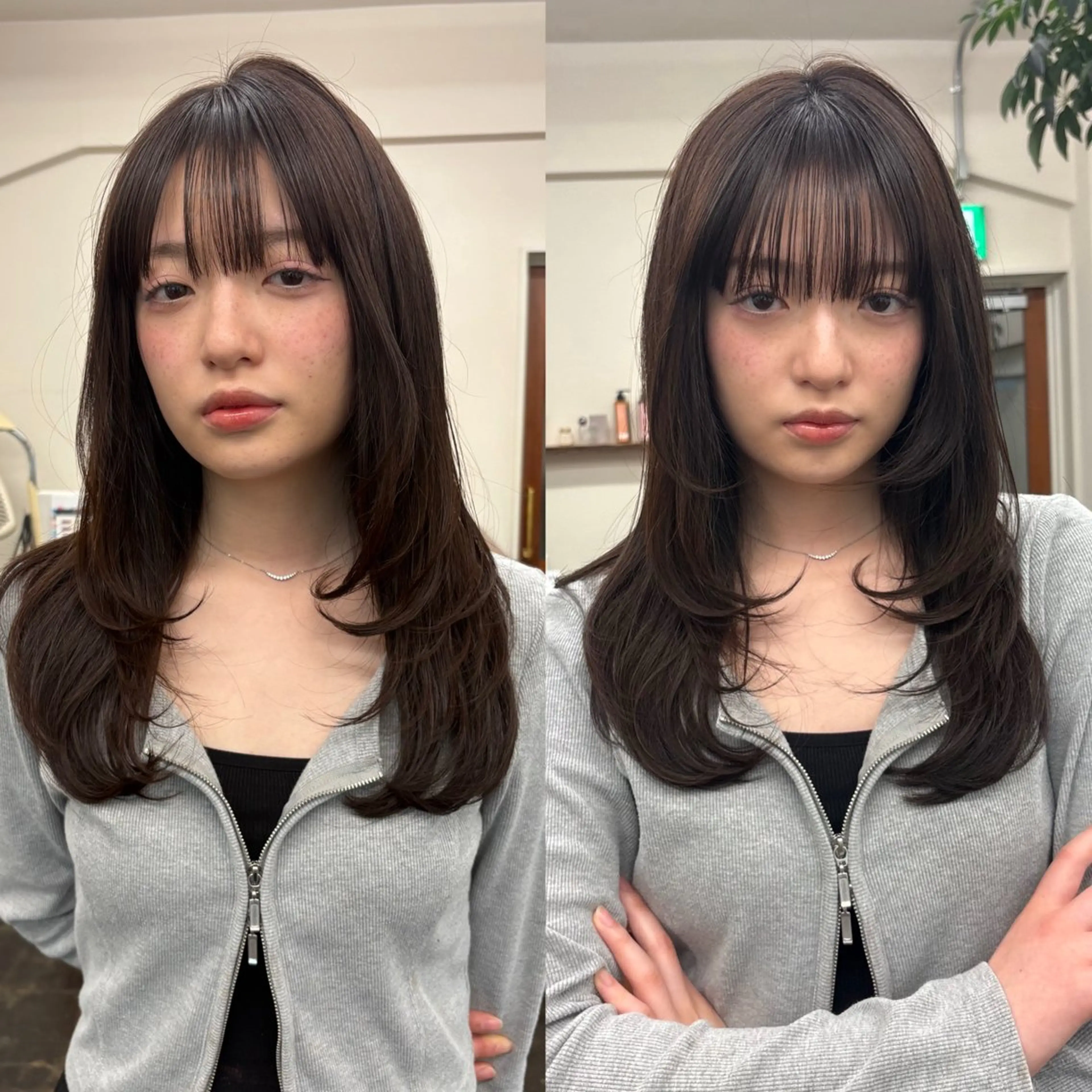 セミロング カット ヘアカラー トリートメント 透明感カラー/顔周り カット/ののか💞のヘアスタイル