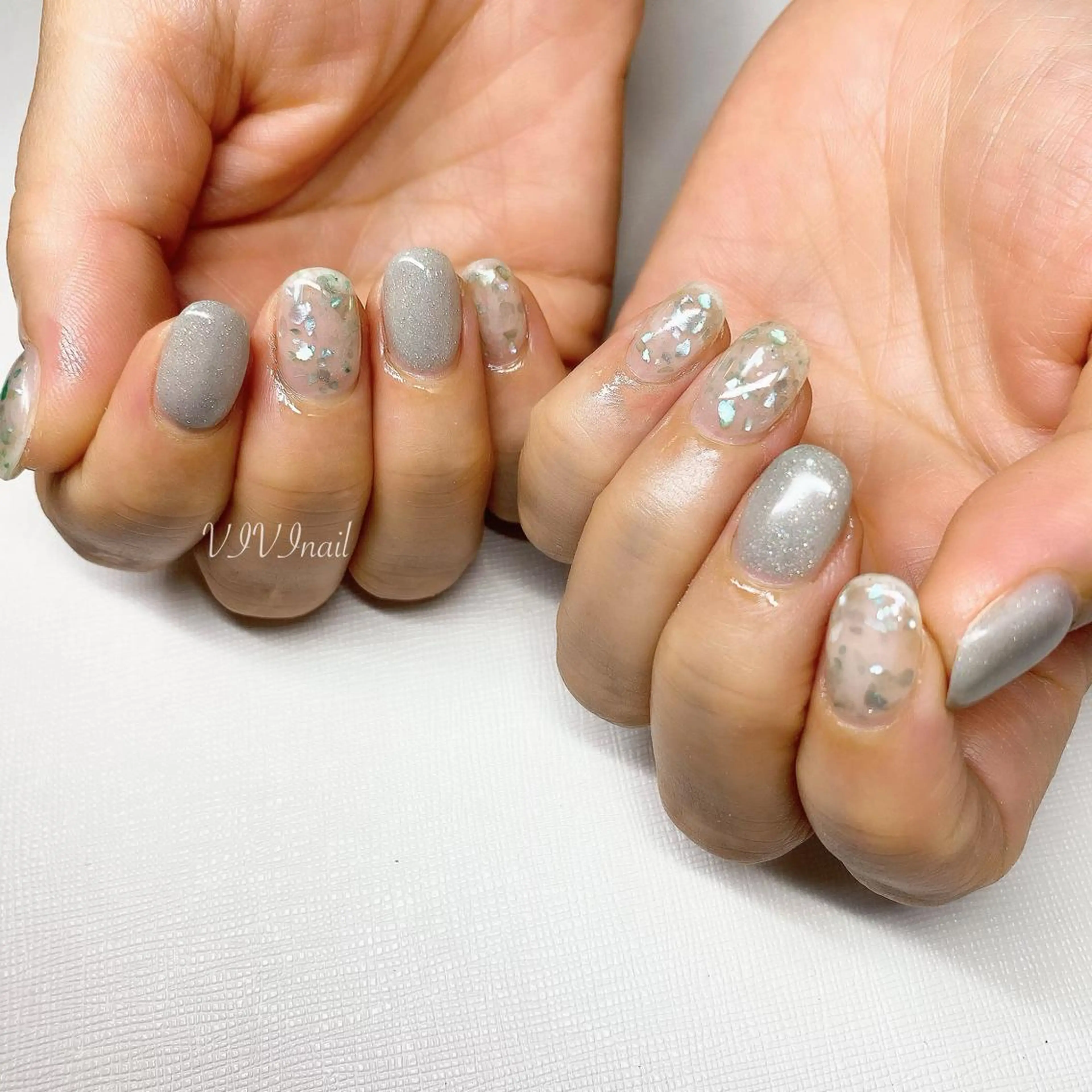 ネイル グリーン ハンドネイル vivi nailのネイルデザイン