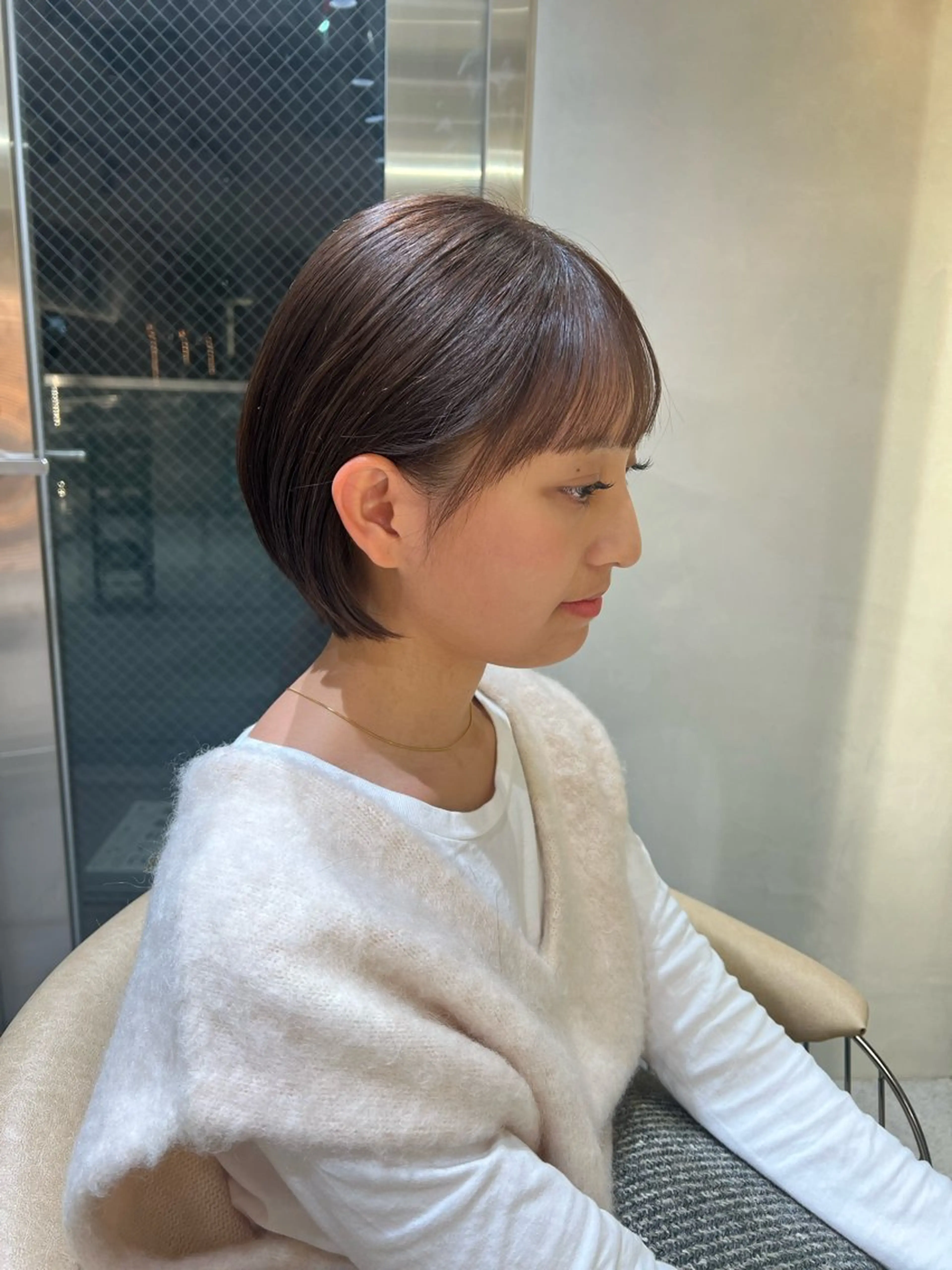 ショート カラー ボブ/巻ける縮毛矯正 /韓国レイヤーはなのヘアスタイル