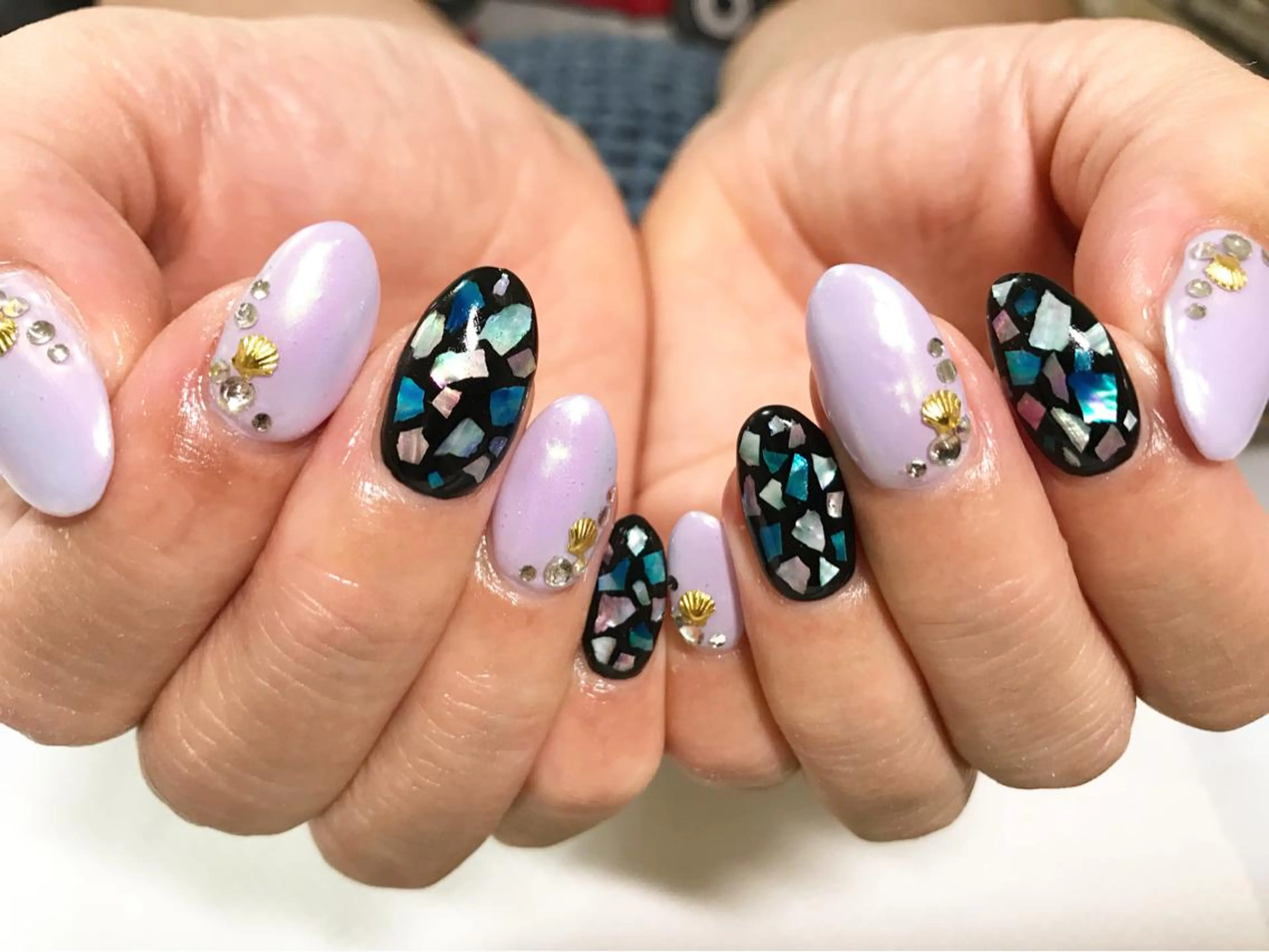ネイル オーロラネイル フットネイル パープル シンプルネイル 春ネイル nail fufla ♡yamane♡のネイルデザイン