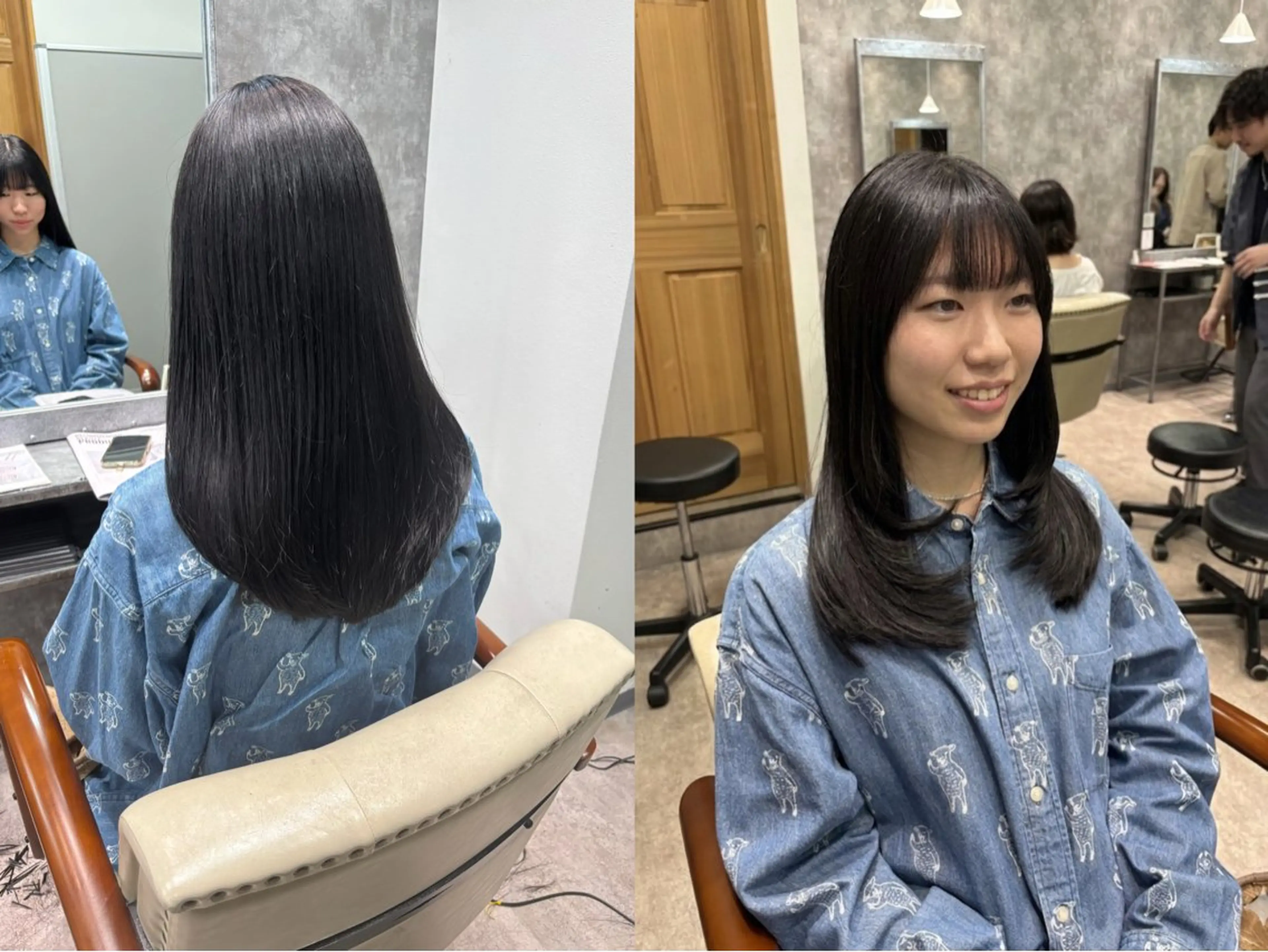 セミロング ケアカラー レイヤーカット カット ヘアカラー MIHO 海外風レイヤーのヘアスタイル