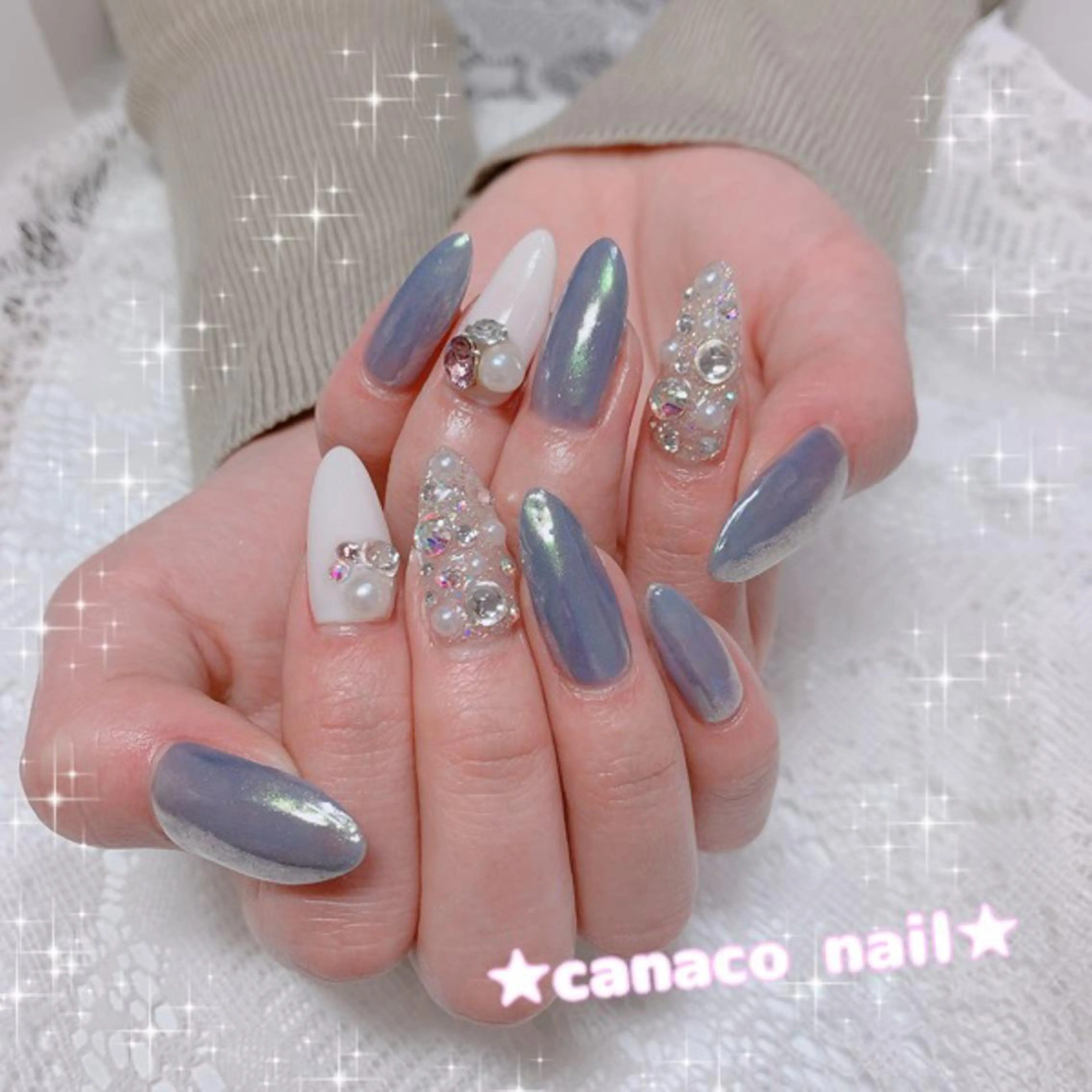 ネイル アートネイル ジェルネイル ミラーネイル パラジェル ストーンネイル ハンドネイル ハンドケア ベテランネイル cnc  nailのネイルデザイン