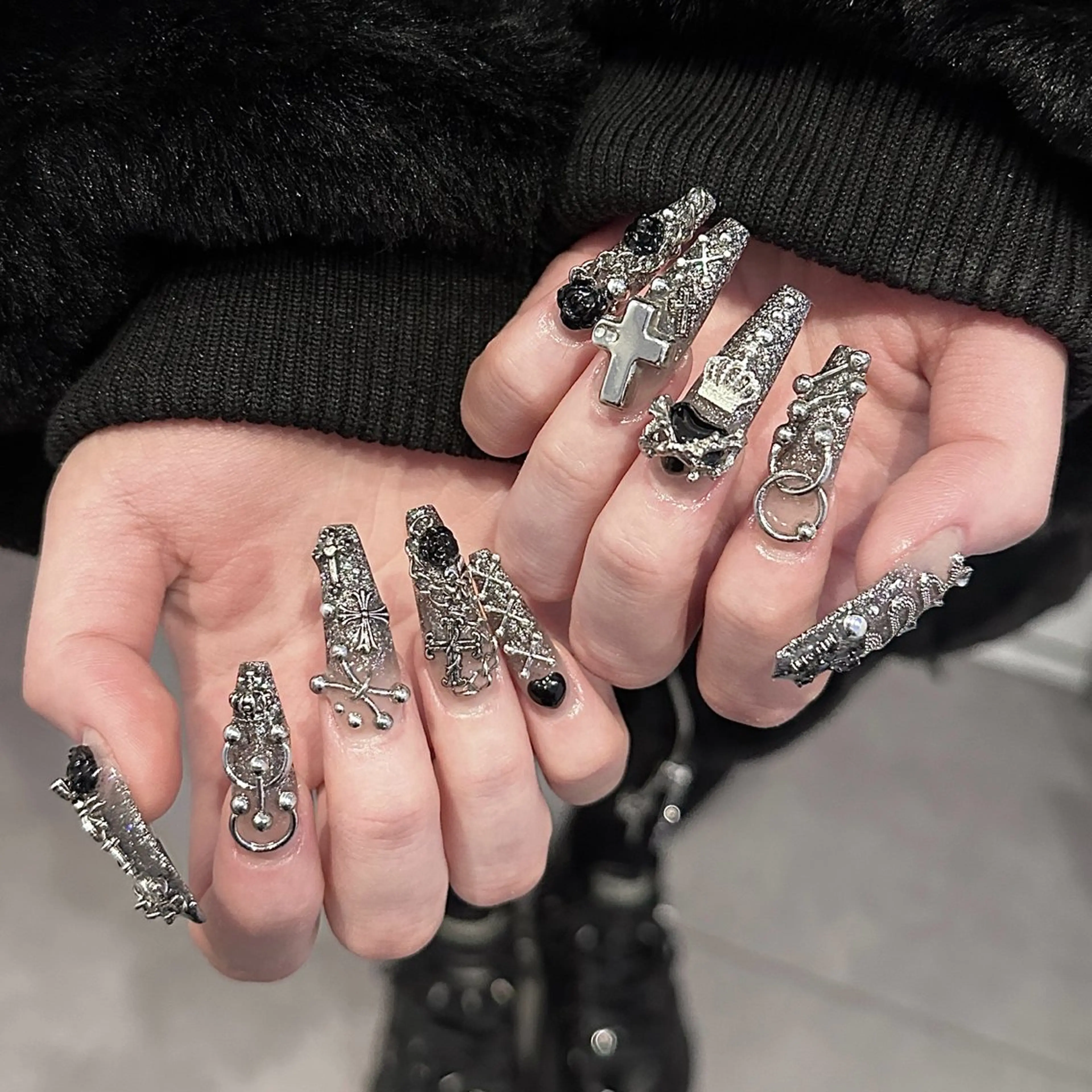 【ミニモ学割】チップ長さだしアート10本＋無料パーツ乗せ放題☆.*˚の写真