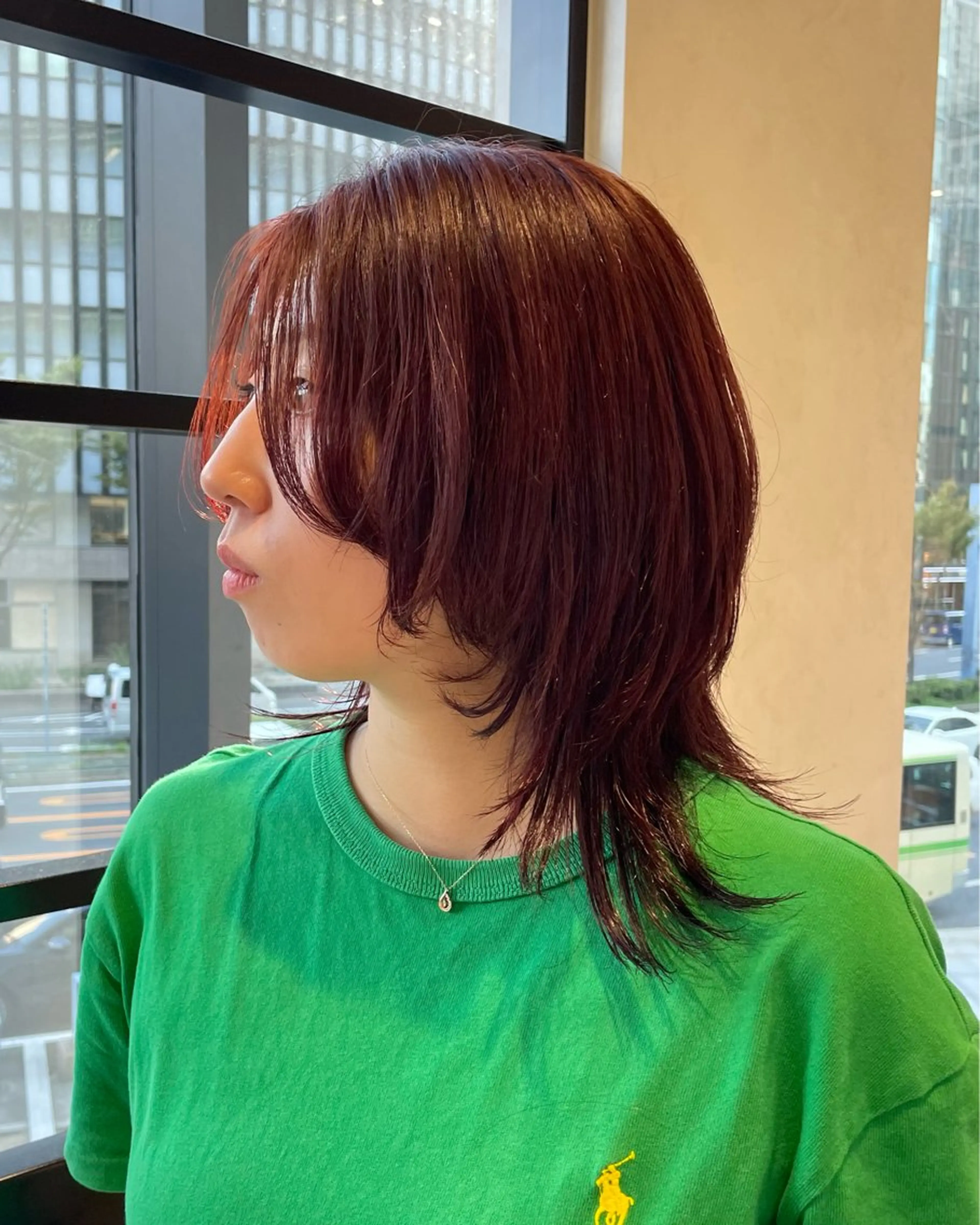 ミディアム カラー カット ヘアカラー トリートメント サエ/ レイヤー/パーマのヘアスタイル