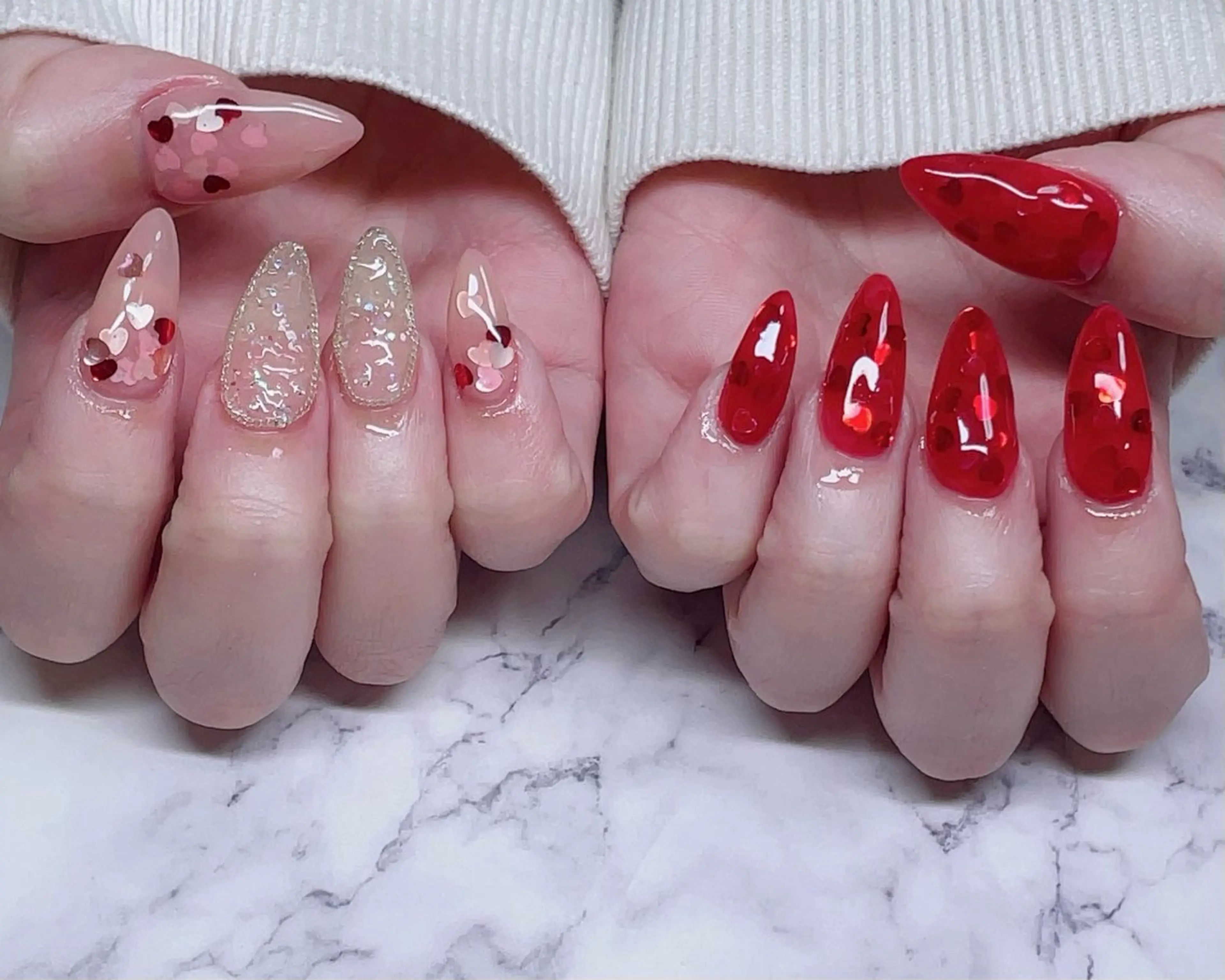 ネイル スカルプネイル バレンタイン ハンドネイル Nail_by N1のネイルデザイン