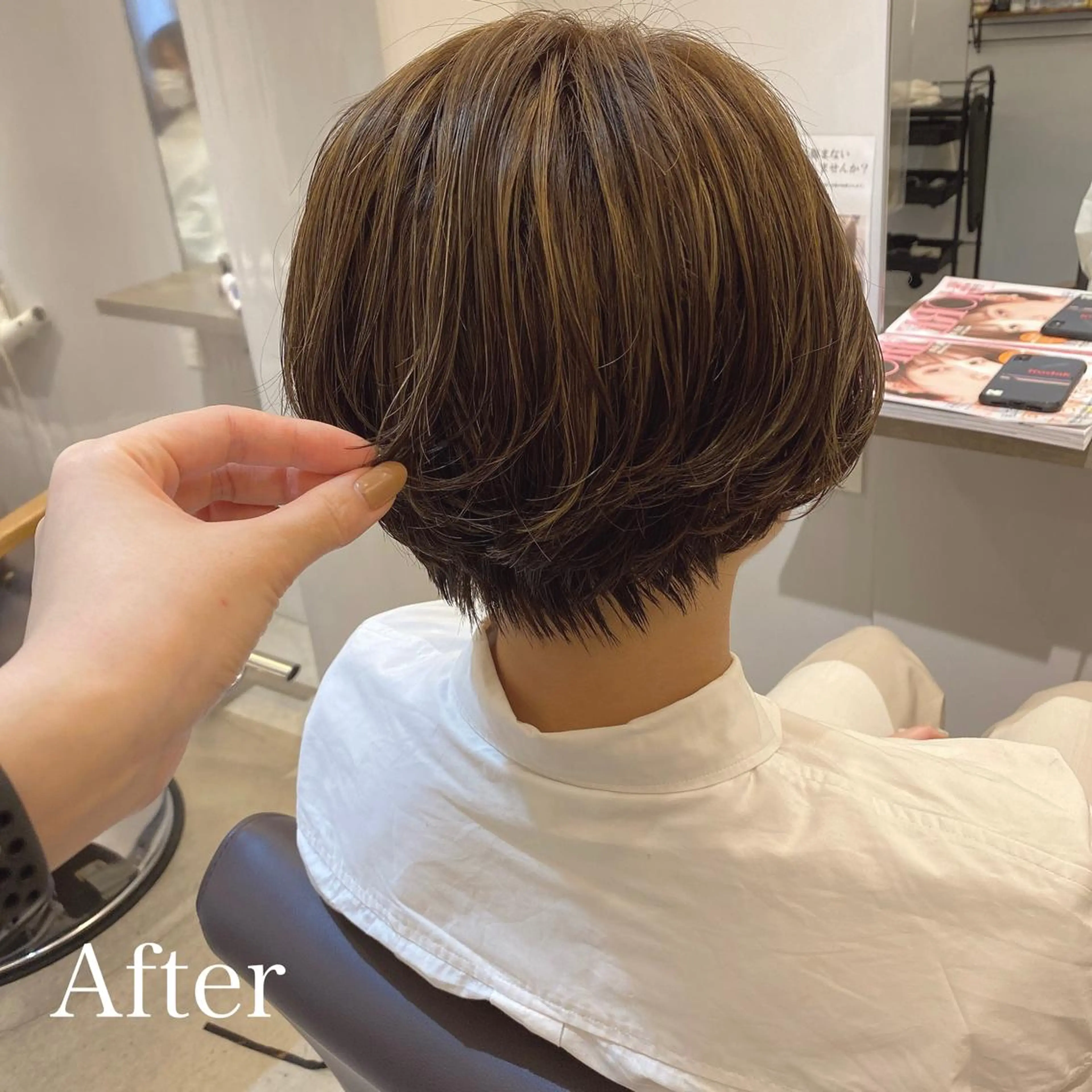 ショート 顔周りデザイン/ ママ美容師/濱ほのかのヘアスタイル