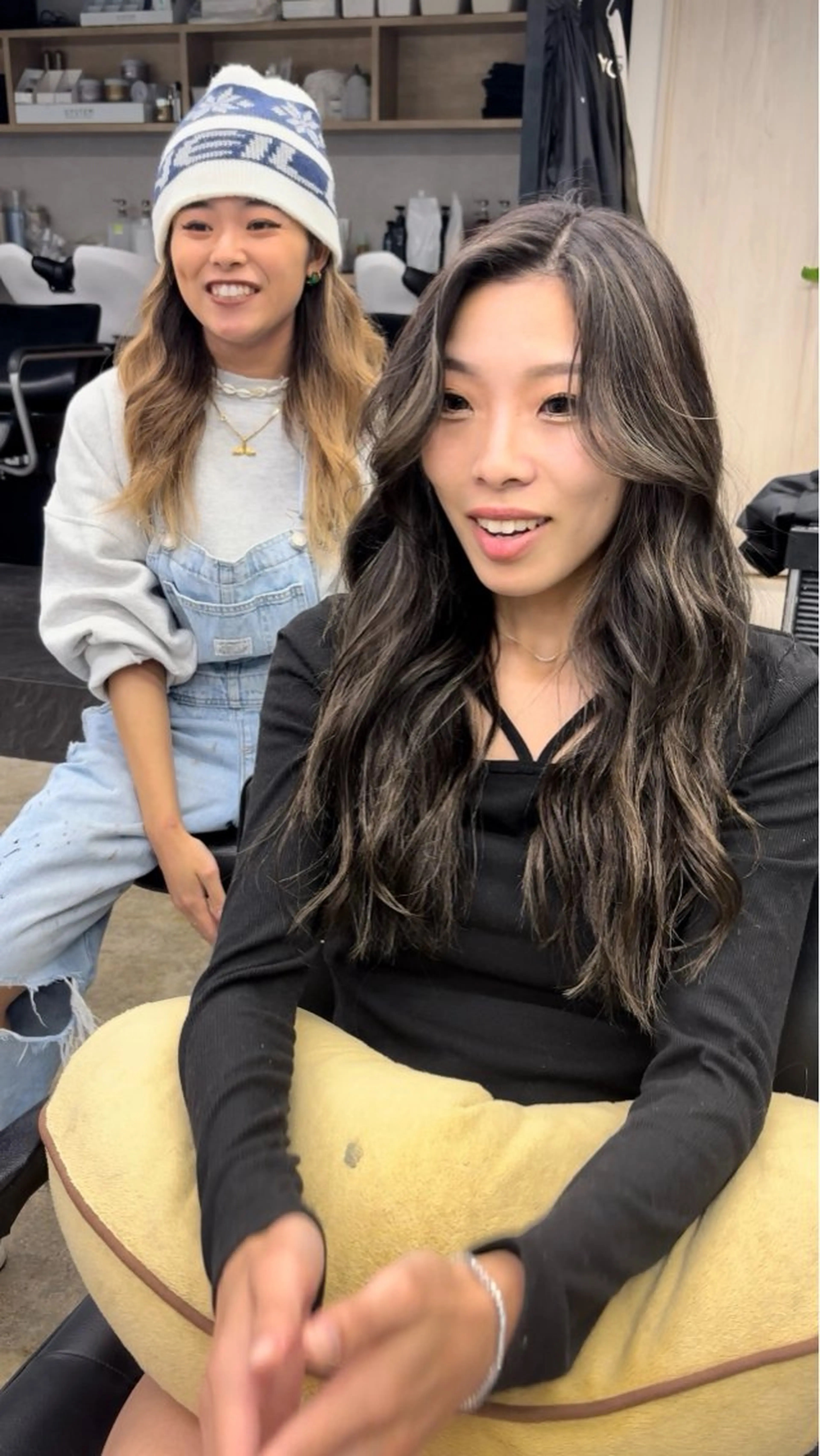 ロング カラー ハイライトカラー ハイライト かきあげバング EGAO /藤沢/海外ヘアのヘアスタイル