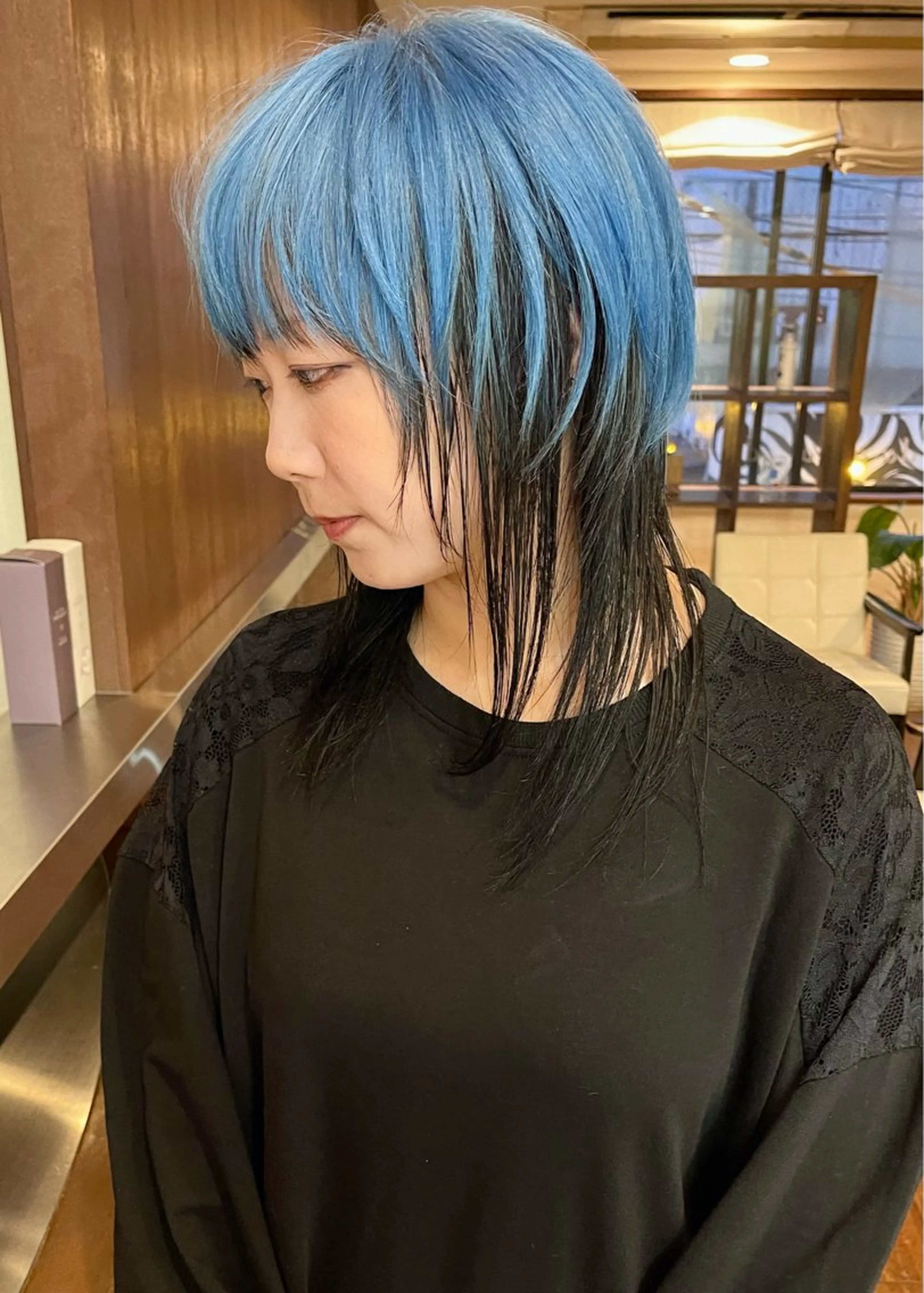 ショート カラー 黒髪 ブルーカラー カット ヘアカラー トリートメント 田室 和幸のヘアスタイル