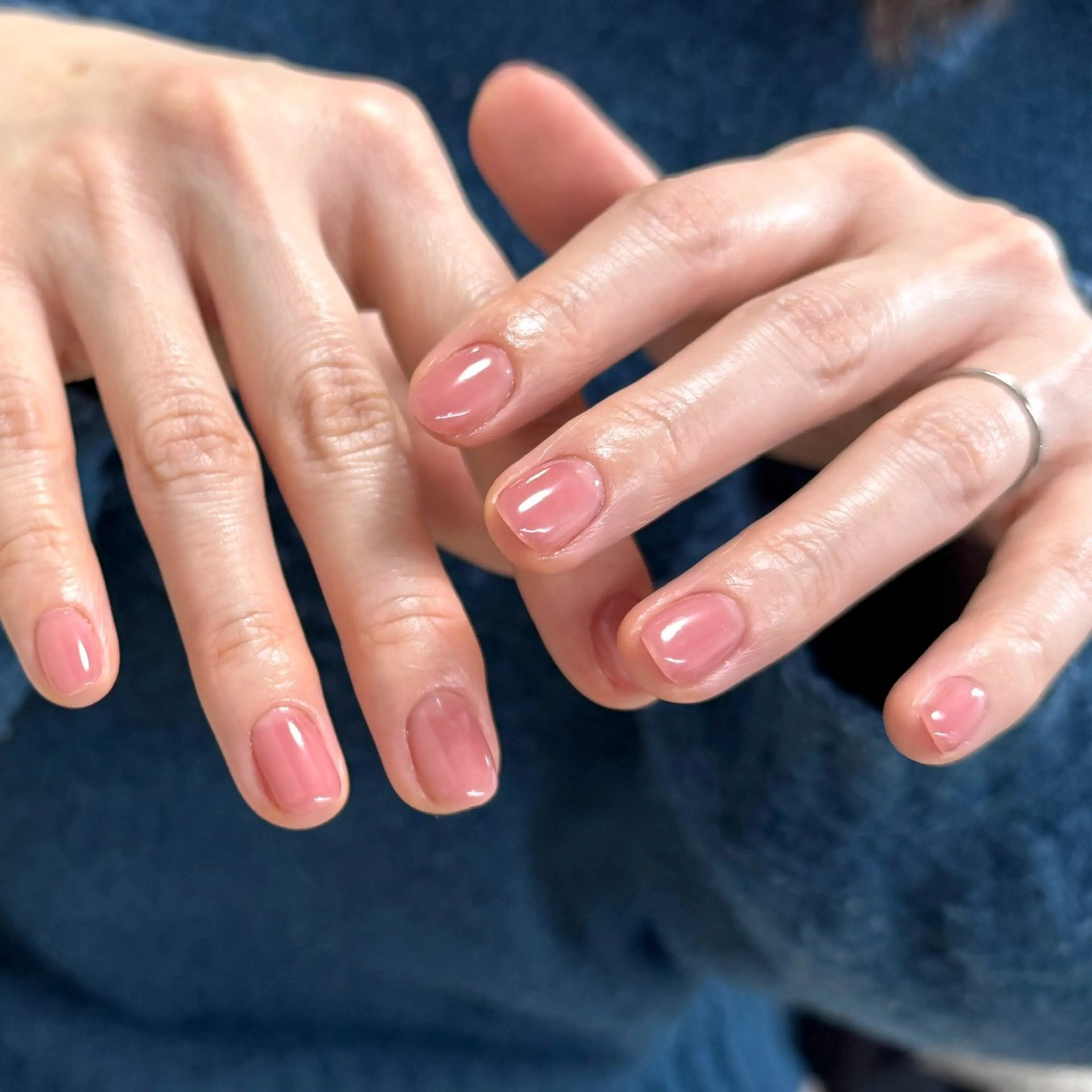 ネイル ワンカラーネイル ピンク 春ネイル ハンドネイル pointillé .ayaのネイルデザイン