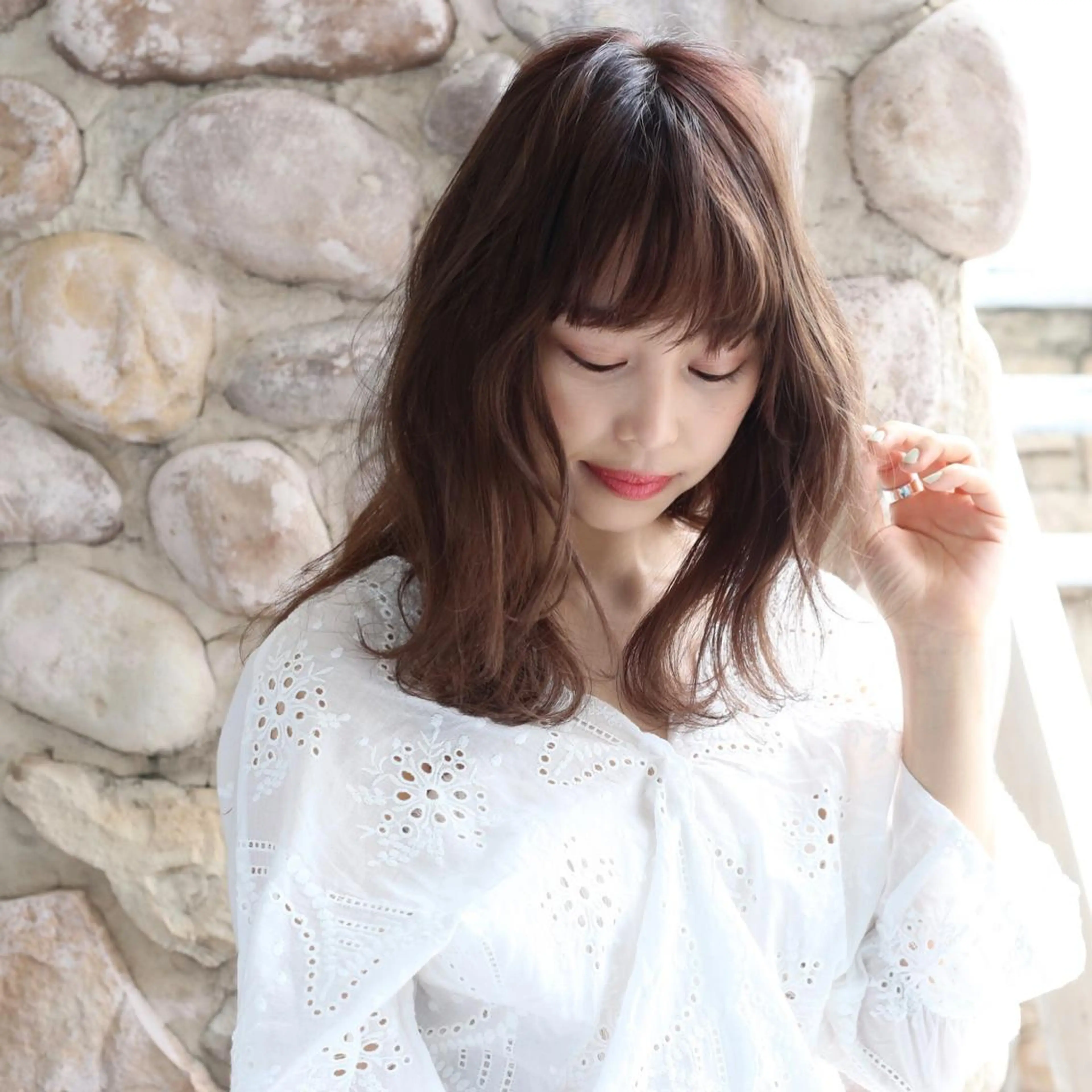 セミロング 【完全個室】髪質改善 暖色カラー/山崎唯奈のヘアスタイル