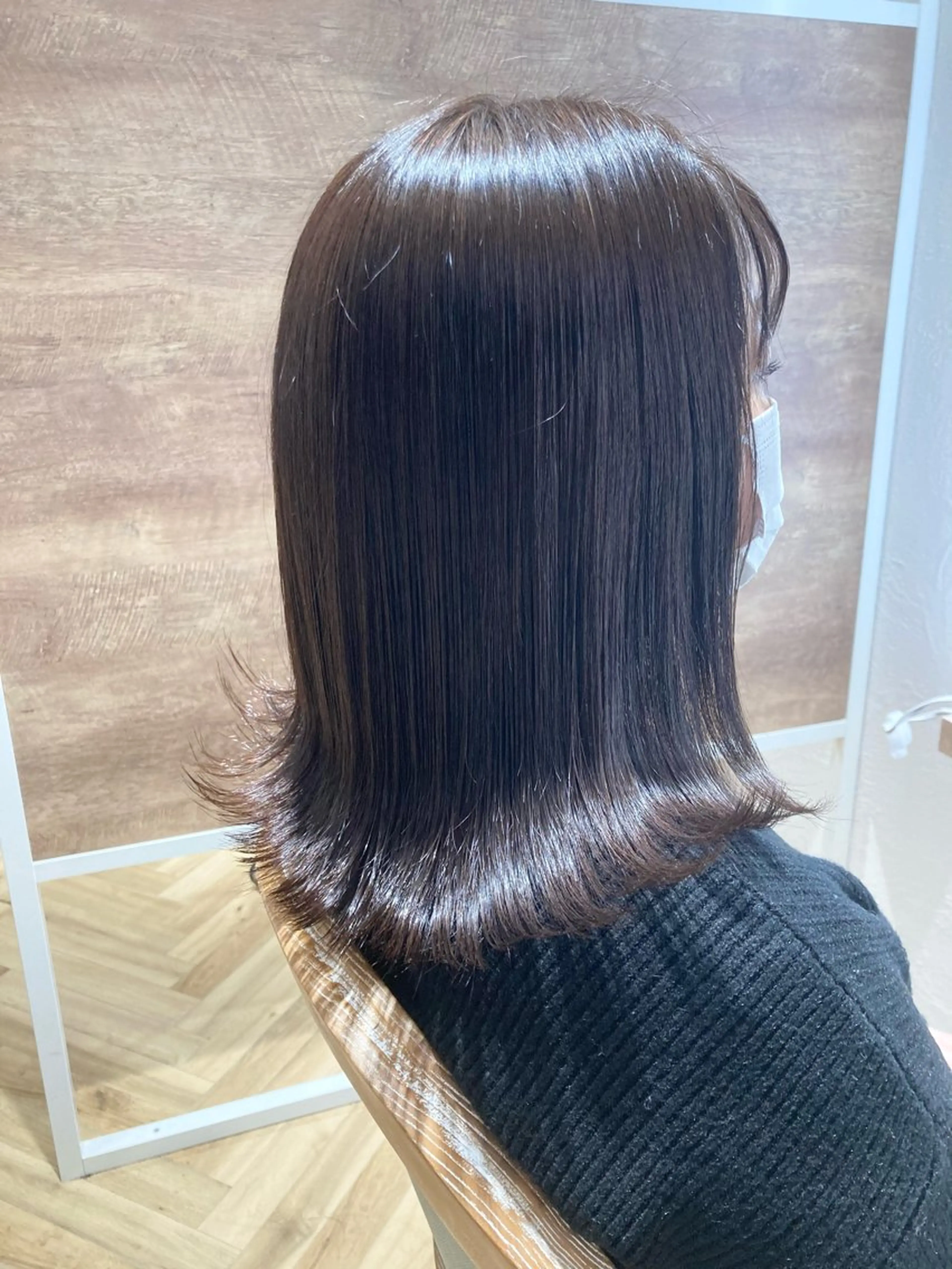 セミロング カラー 伸ばしかけ 髪質改善/艶カラー 縮毛矯正/みほのヘアスタイル