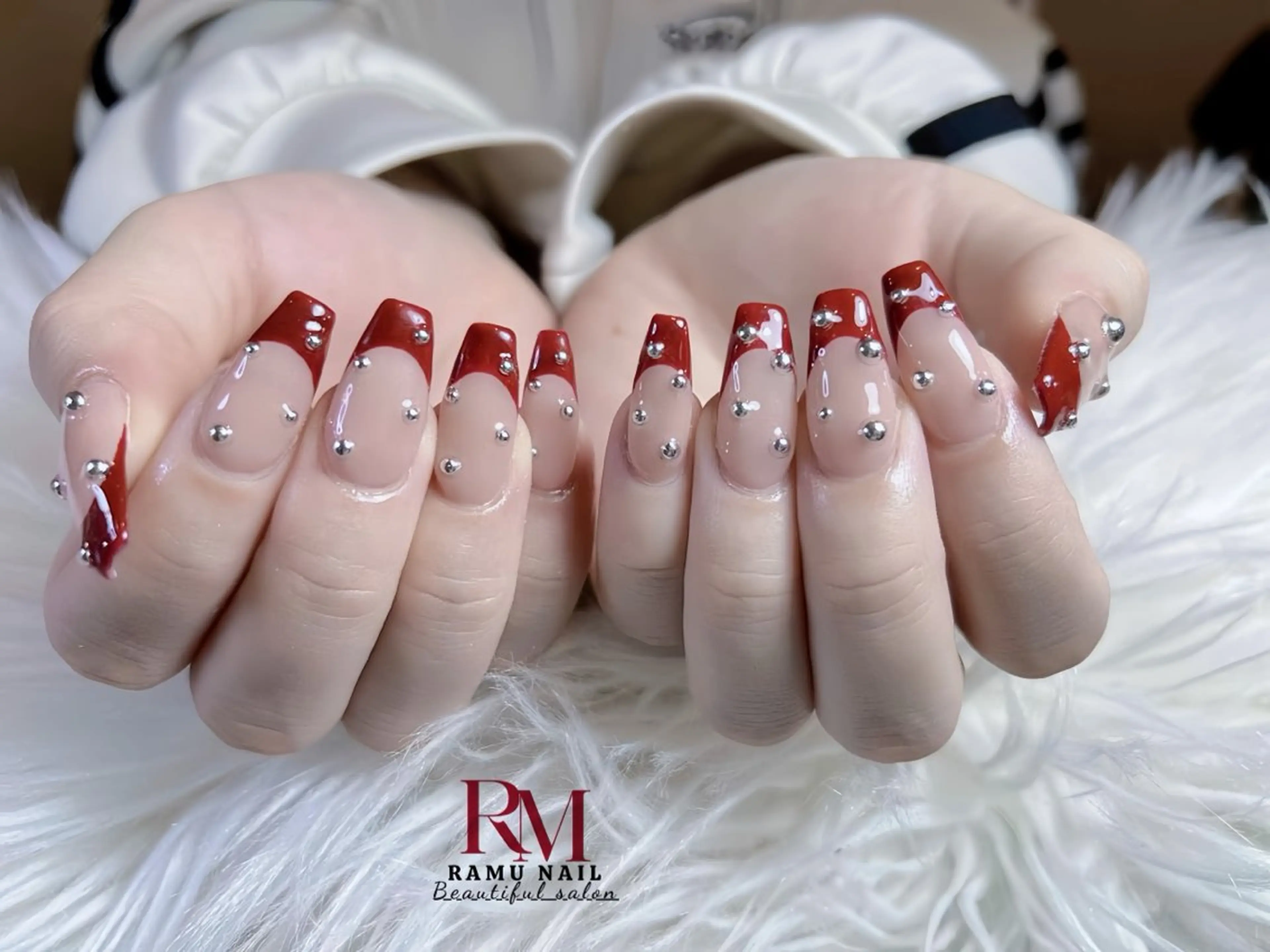 ネイル アートネイル チークネイル 長さ出し フレンチネイル グラデーション ハンドネイル RAMU_Nail 池袋店のネイルデザイン