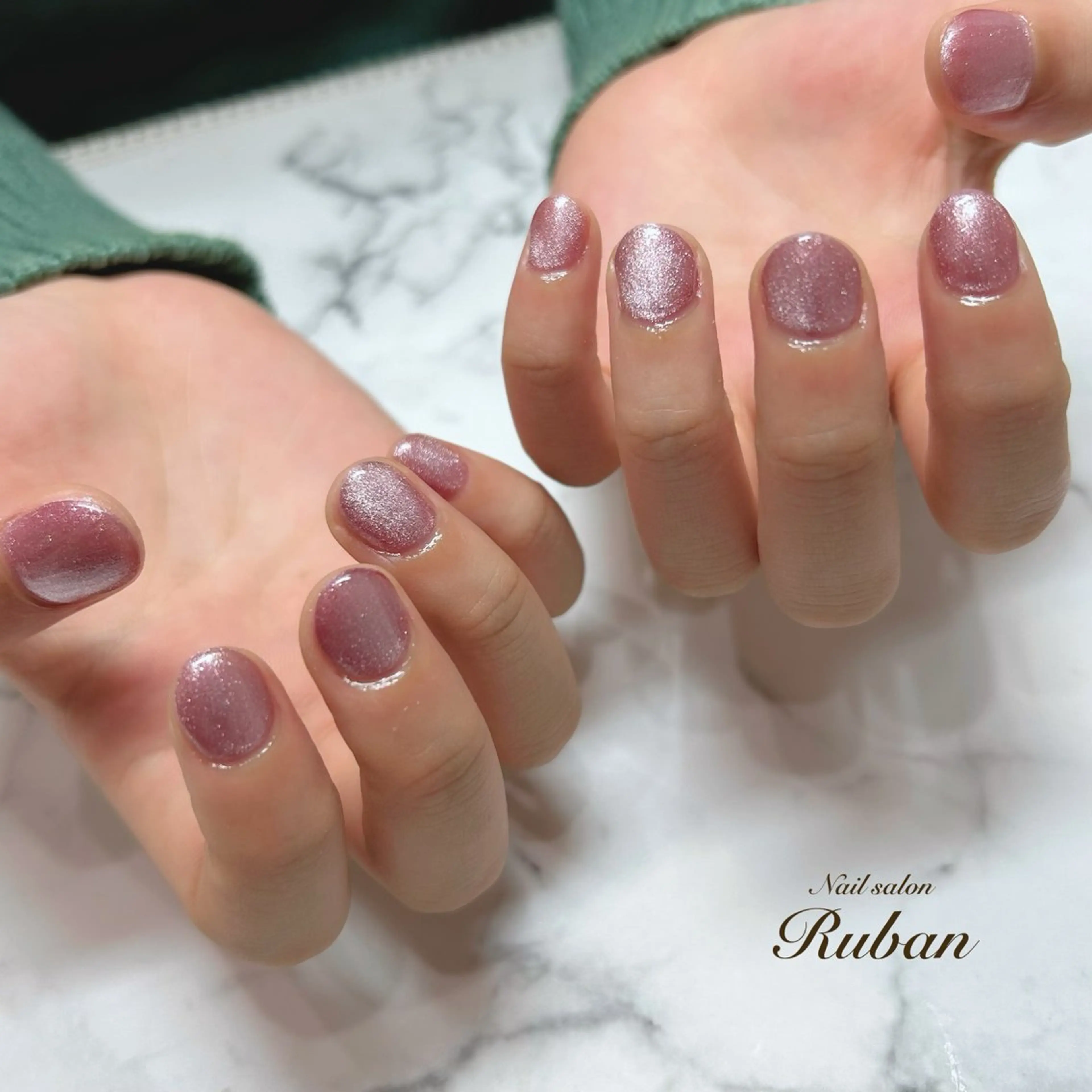 ネイル 成人式 マグネットネイル ワンカラーネイル ショートネイル Nail salon Rubanのネイルデザイン