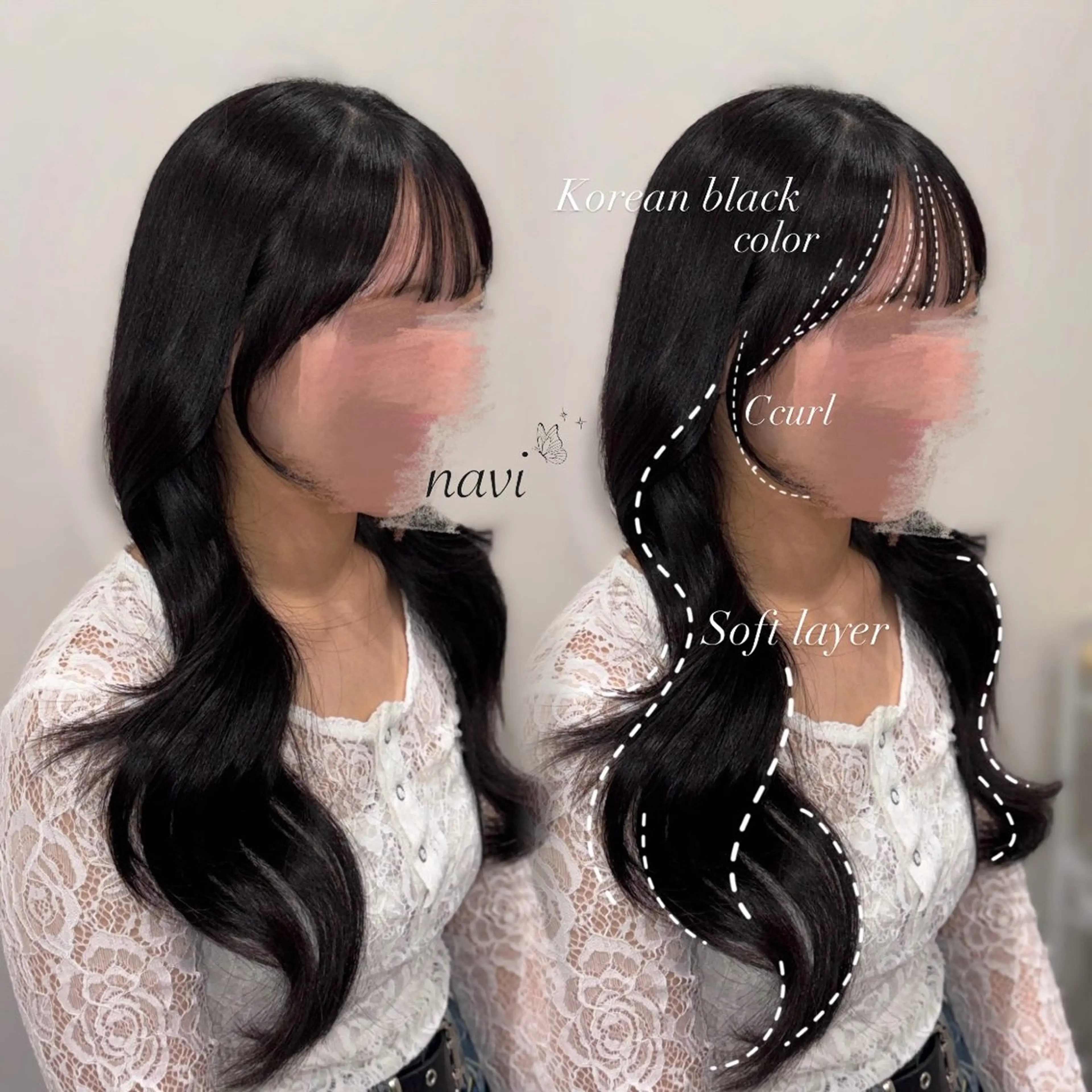 ロング レイヤーカット ロング カット ヘアカラー トリートメント navi/レイヤー ハッシュカット/愛華のヘアスタイル